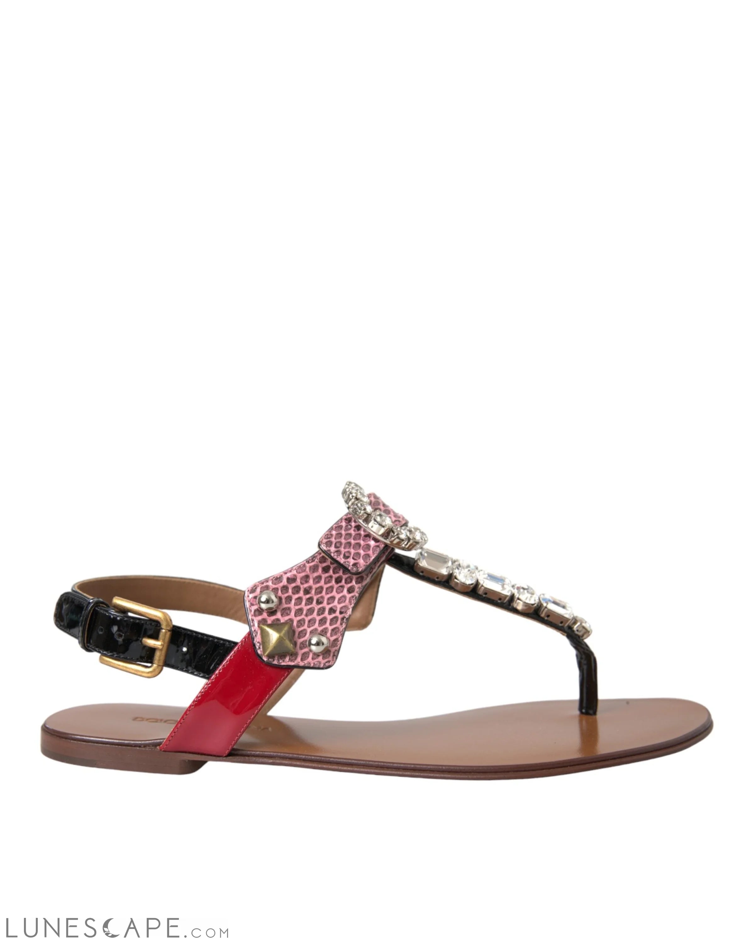 Dolce & Gabbana Multicolor Crystal Sandals Flip Flops Shoes LUNESCAPE