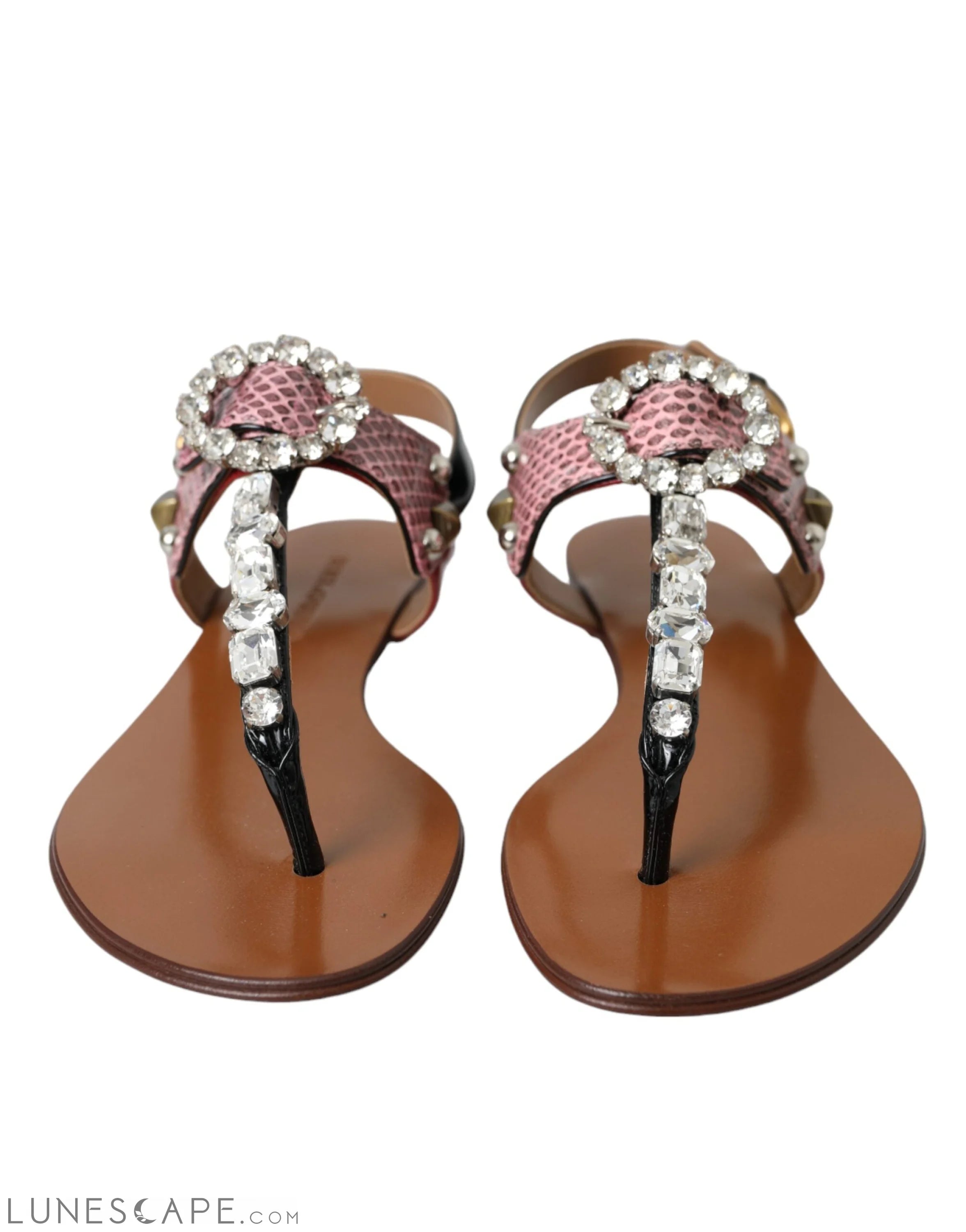 Dolce & Gabbana Multicolor Crystal Sandals Flip Flops Shoes LUNESCAPE