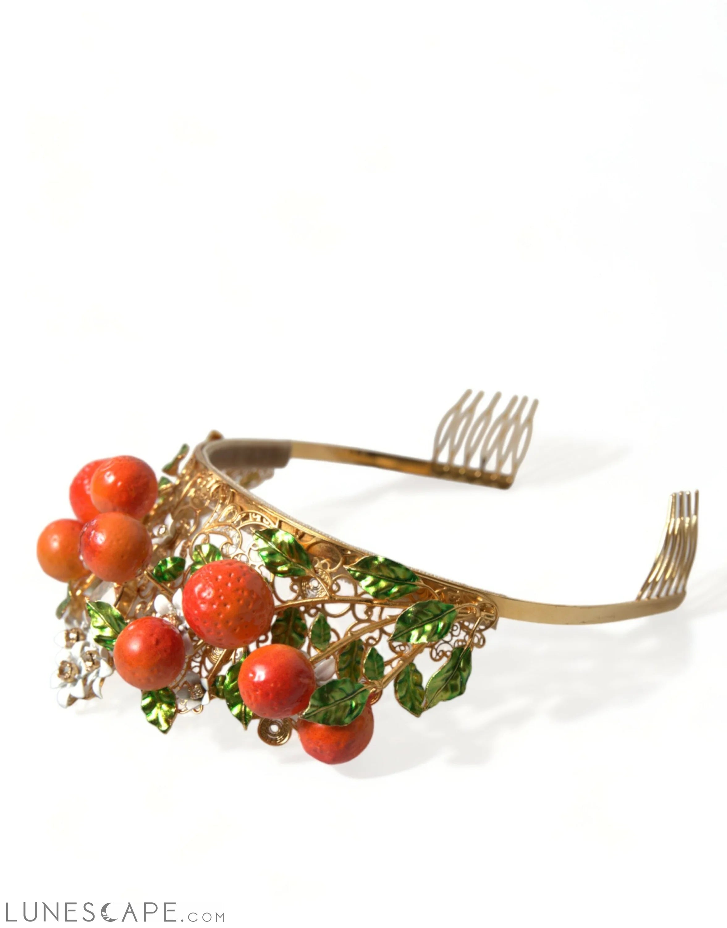 Dolce & Gabbana Multicolor Crystal Sicilian Orange Crown LUNESCAPE