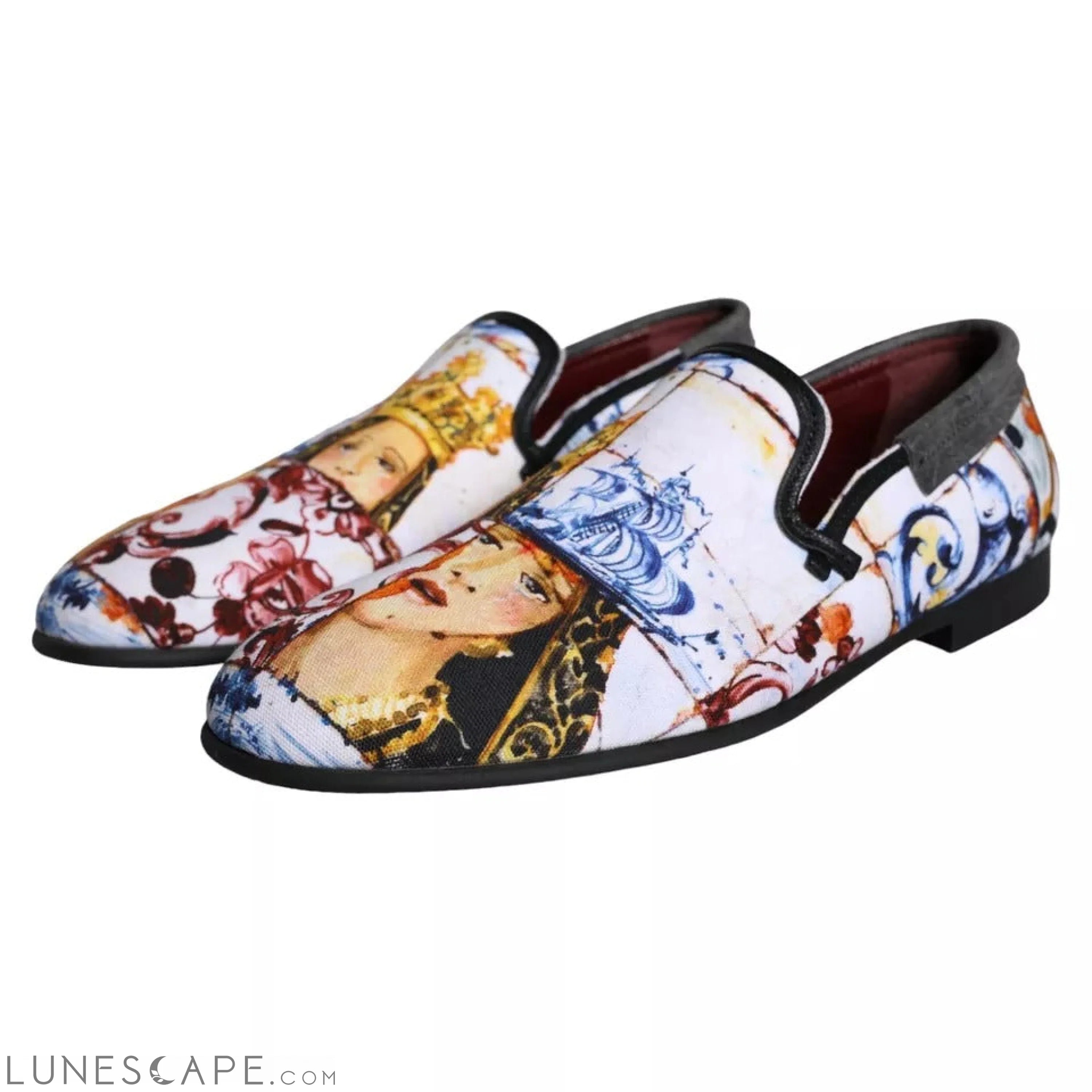 Dolce & Gabbana Multicolor Madonna Majolica Amalfi Men Loafers Shoes LUNESCAPE