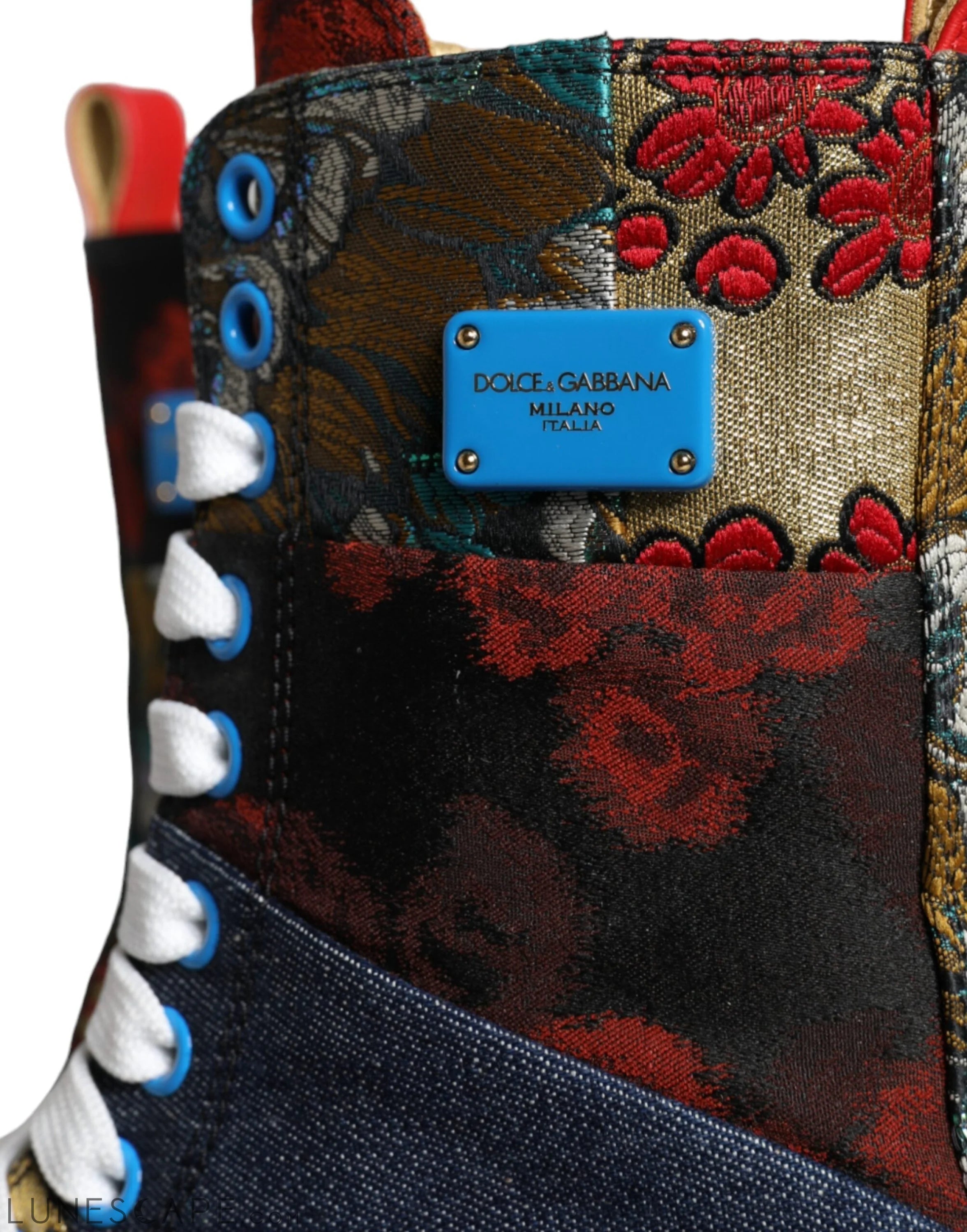 Dolce & Gabbana Multicolor Patchwork Logo High Top Sneakers Shoes LUNESCAPE