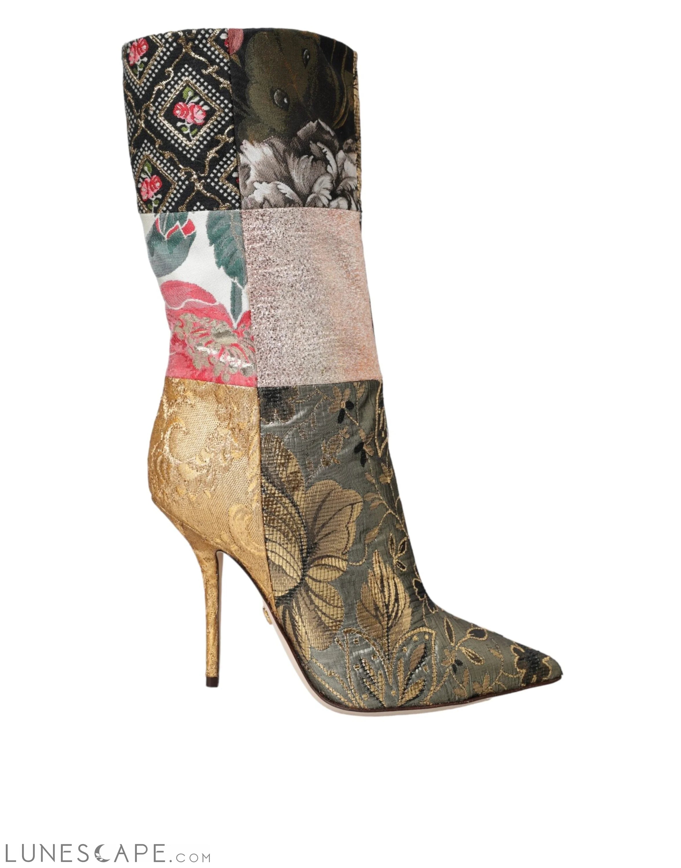 Dolce & Gabbana Multicolor Patchwork Print Heeled Boots LUNESCAPE