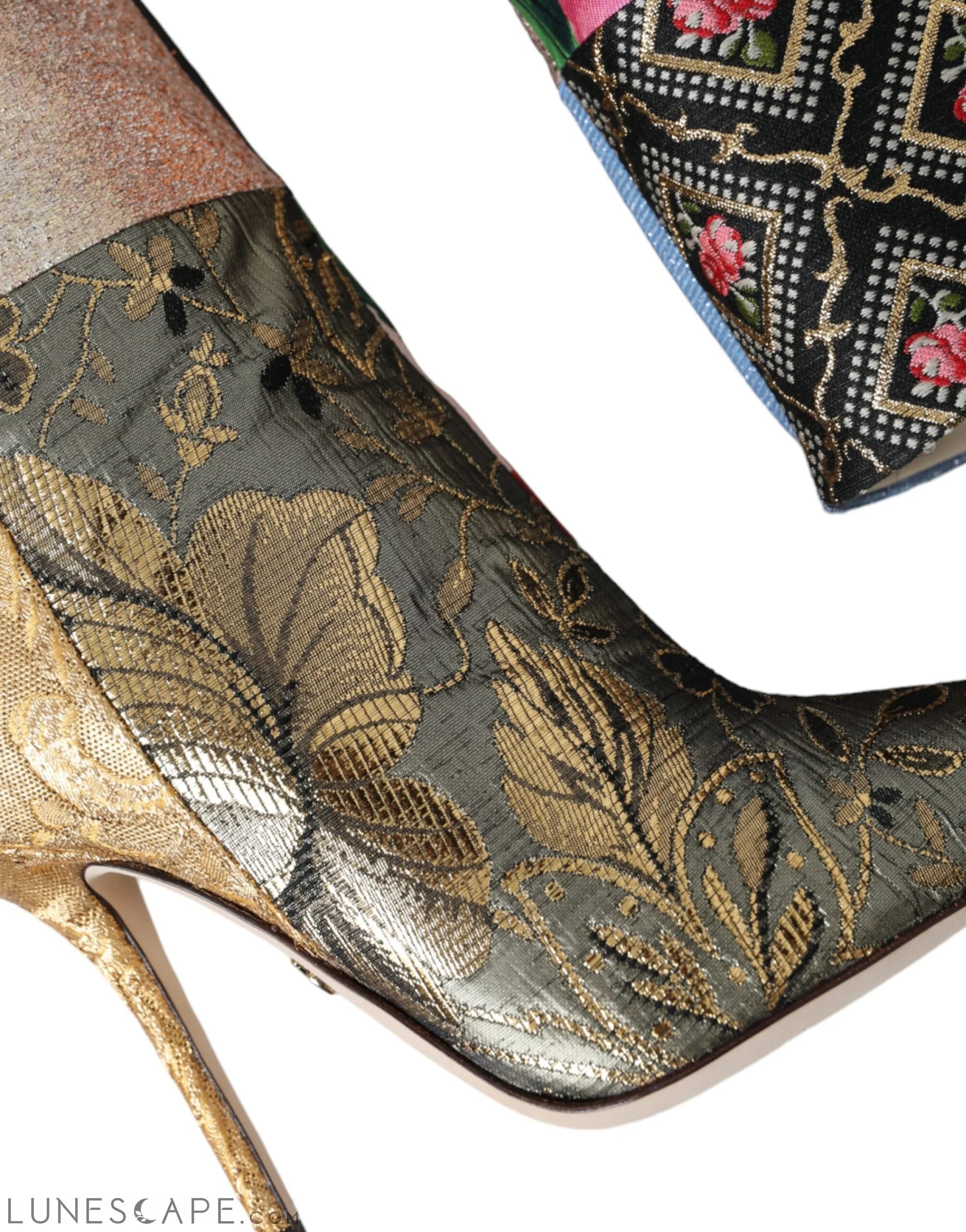 Dolce & Gabbana Multicolor Patchwork Print Heeled Boots LUNESCAPE