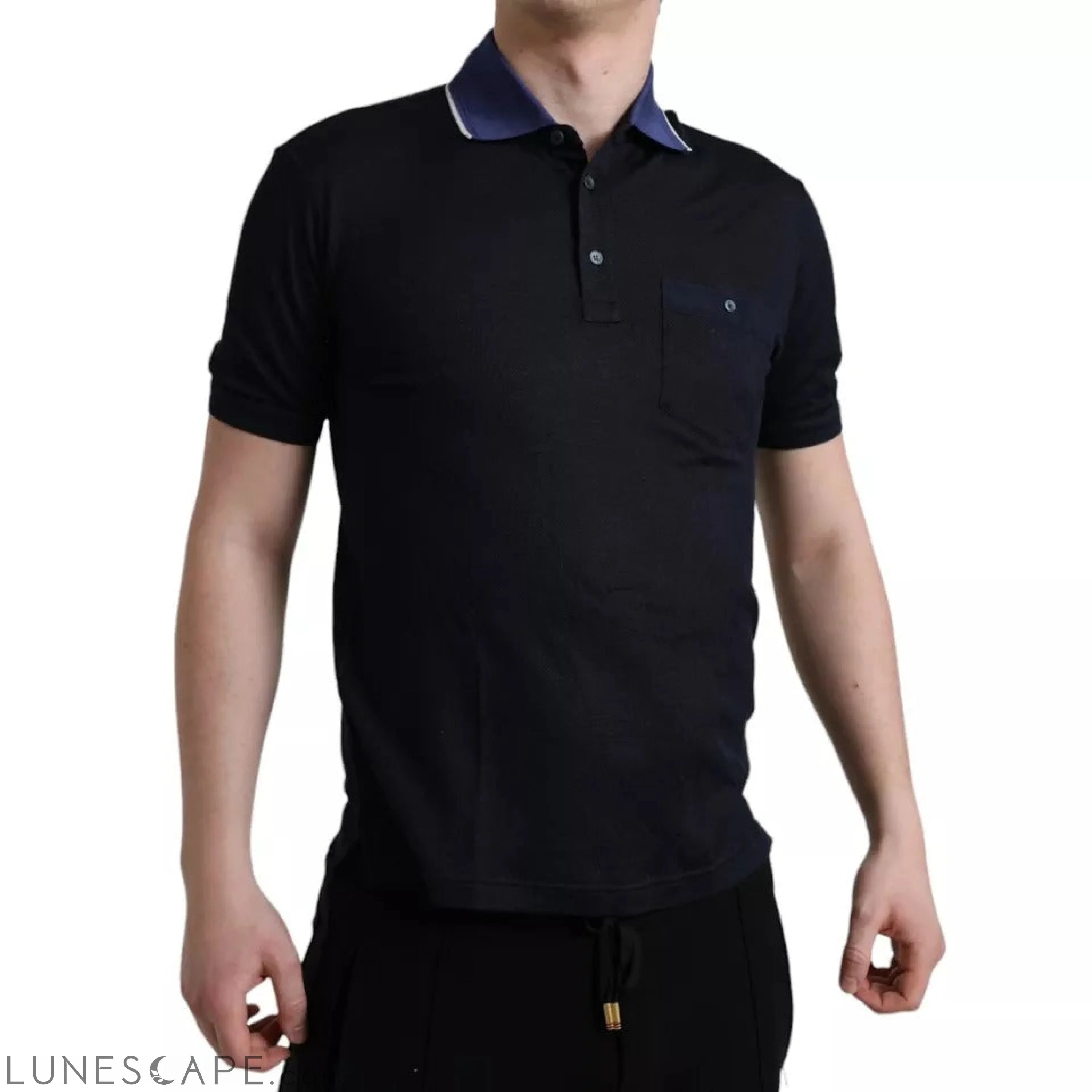 Dolce & Gabbana Navy Blue Collared Short Sleeve Polo T-shirt LUNESCAPE