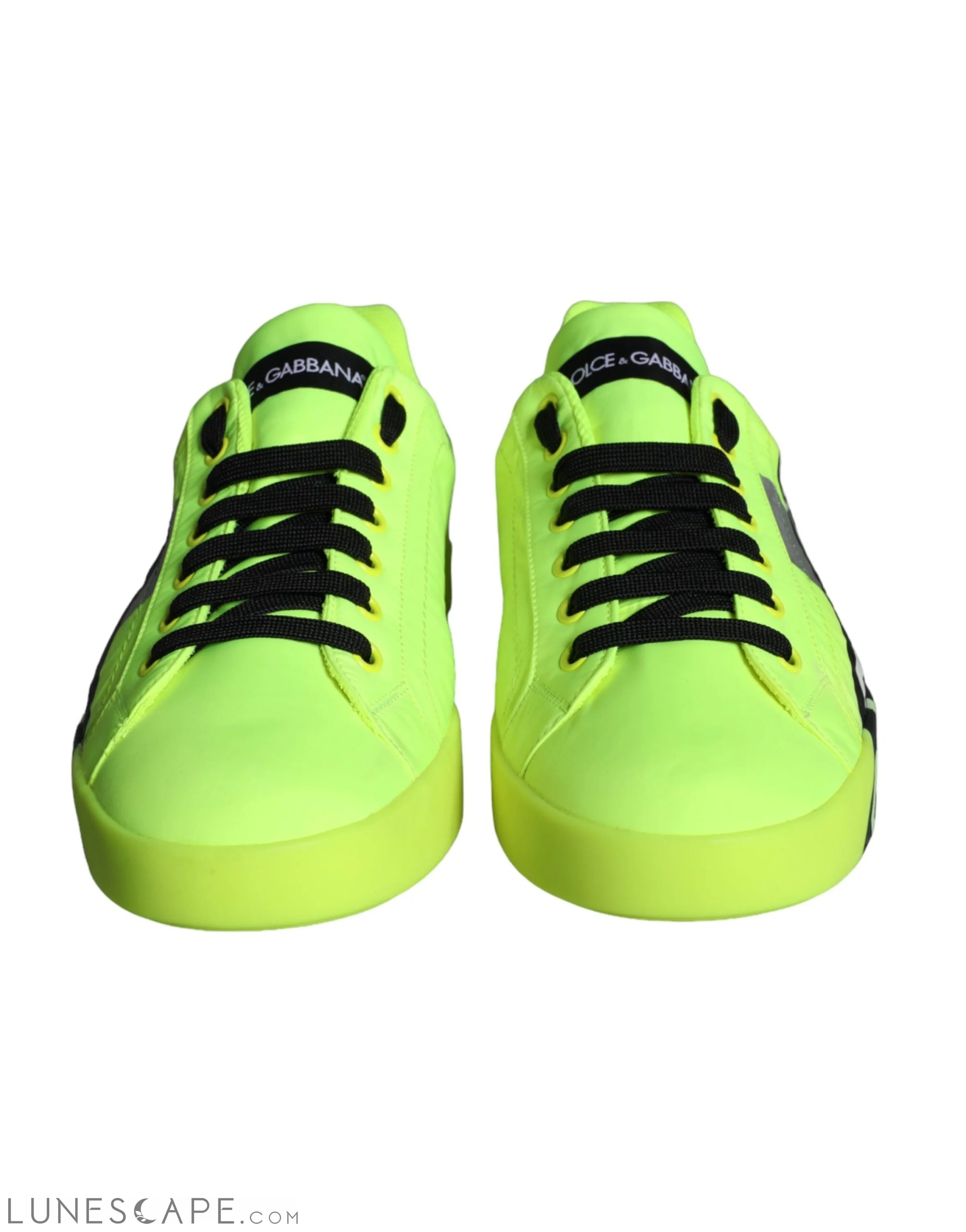 Dolce & Gabbana Neon Green Logo Tape Low Top Sneakers Shoes LUNESCAPE