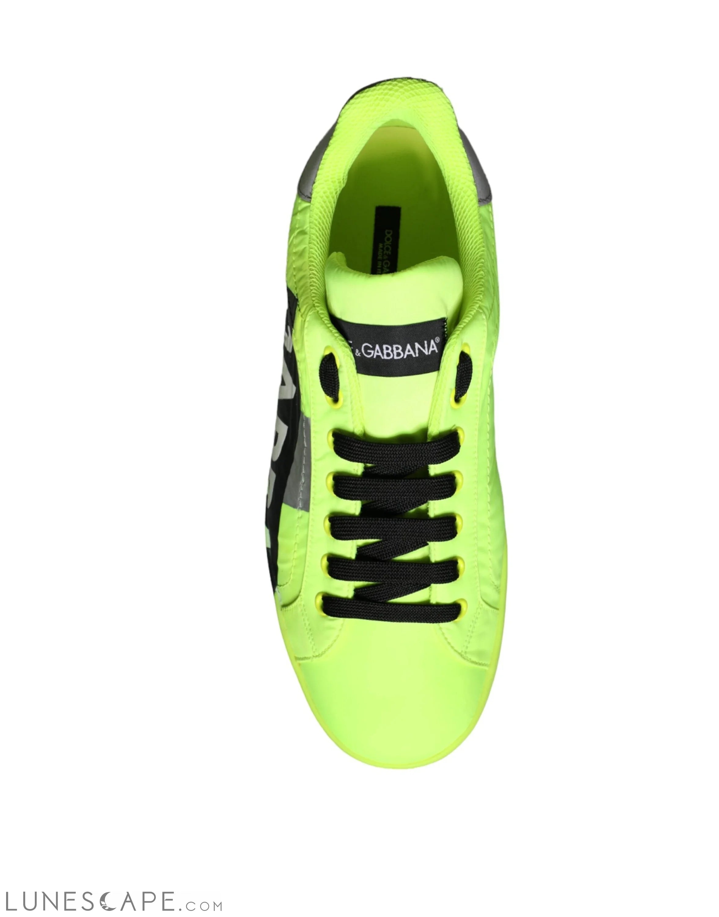 Dolce & Gabbana Neon Green Logo Tape Low Top Sneakers Shoes LUNESCAPE