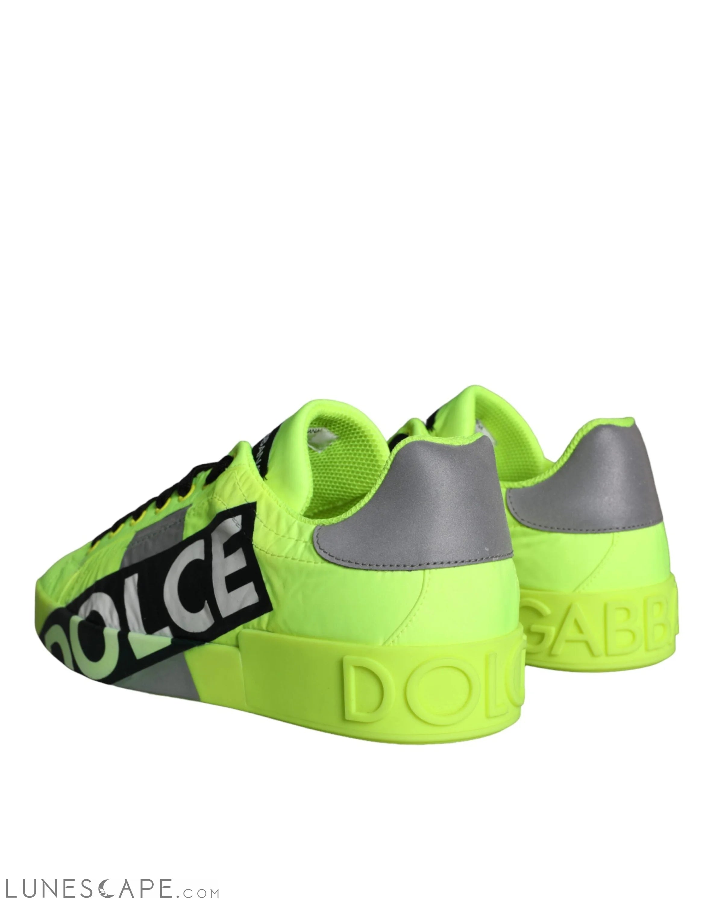 Dolce & Gabbana Neon Green Logo Tape Low Top Sneakers Shoes LUNESCAPE