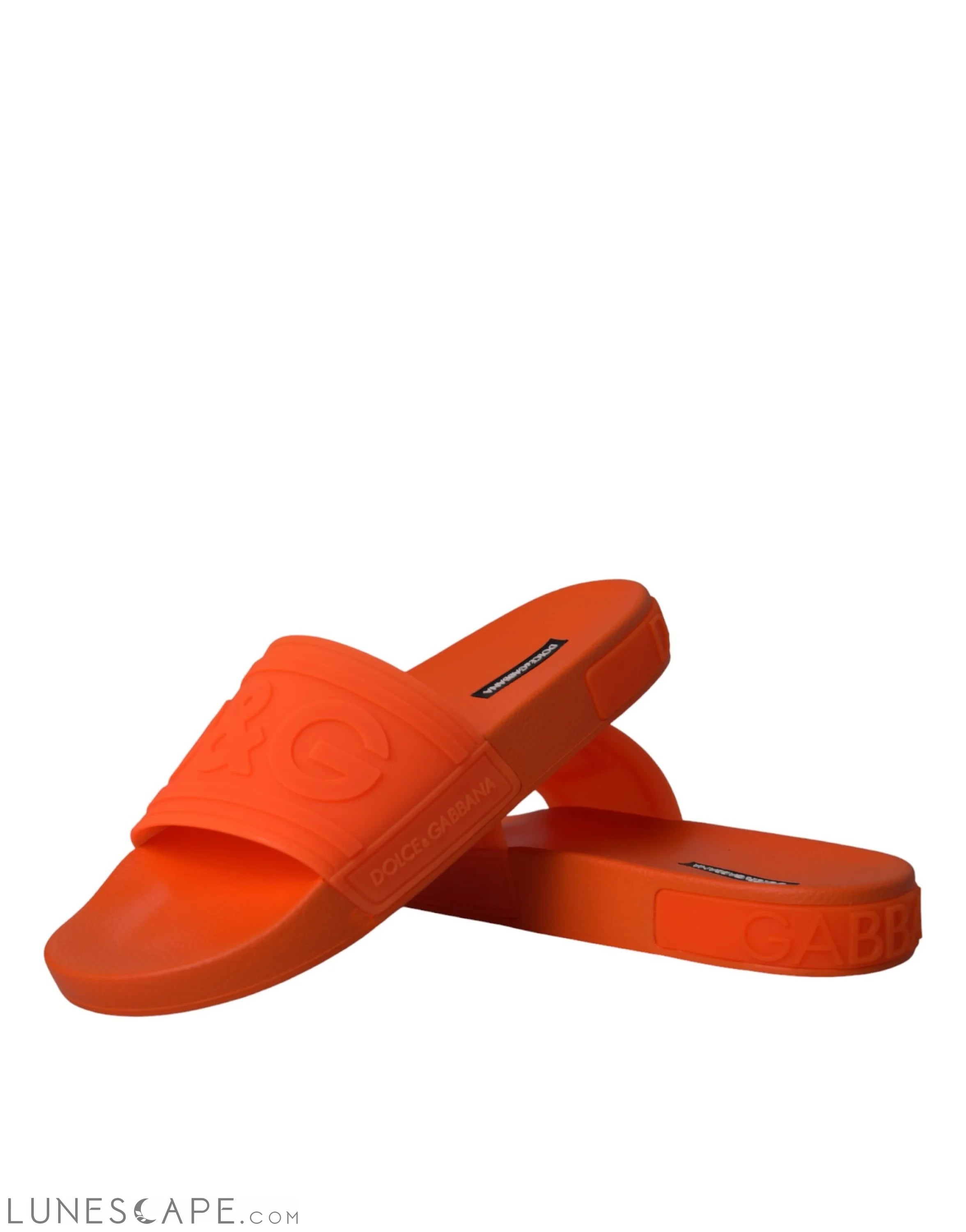 Dolce & Gabbana Orange Rubber Slides Sandals Beachwear Shoes LUNESCAPE