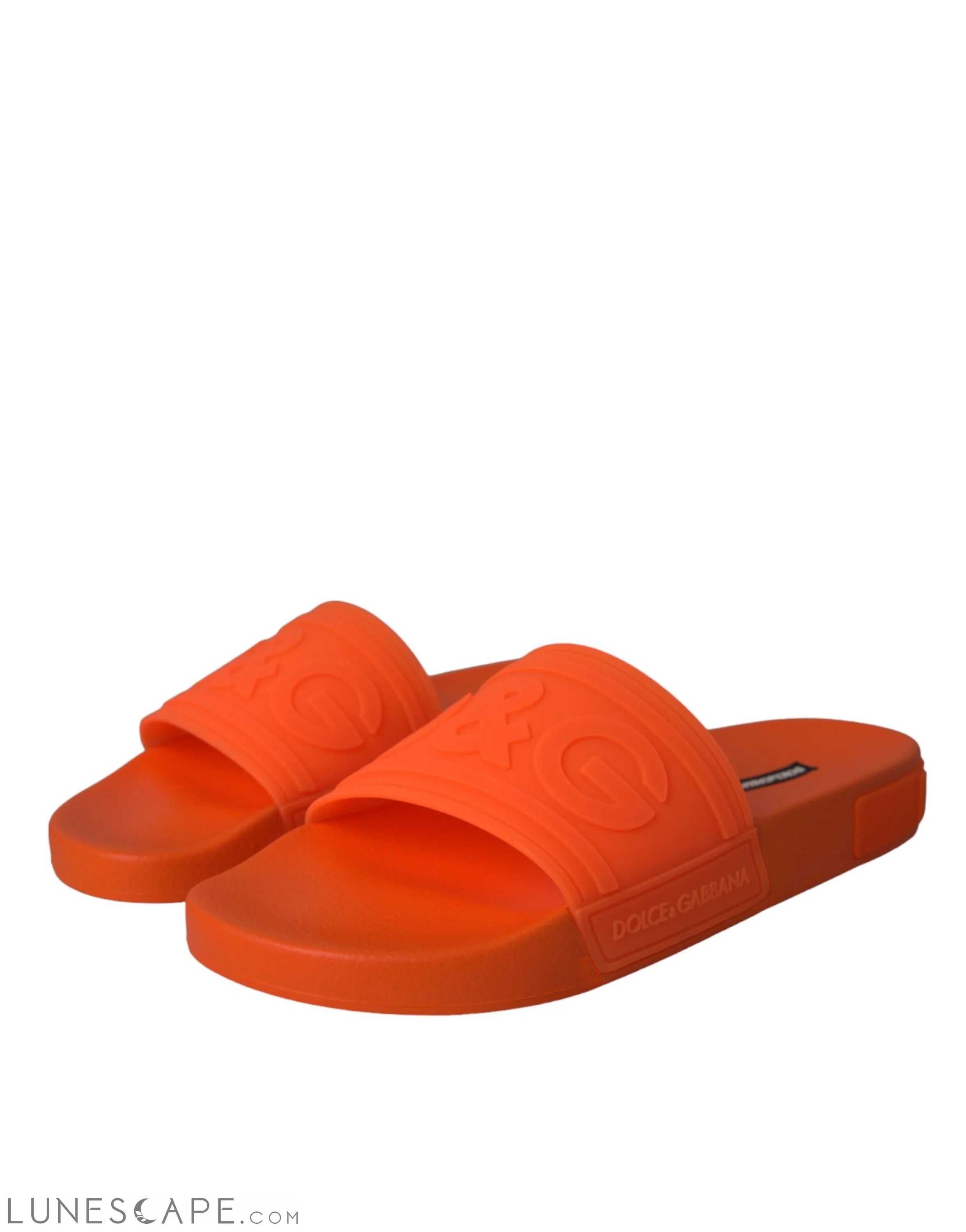 Dolce & Gabbana Orange Rubber Slides Sandals Beachwear Shoes LUNESCAPE