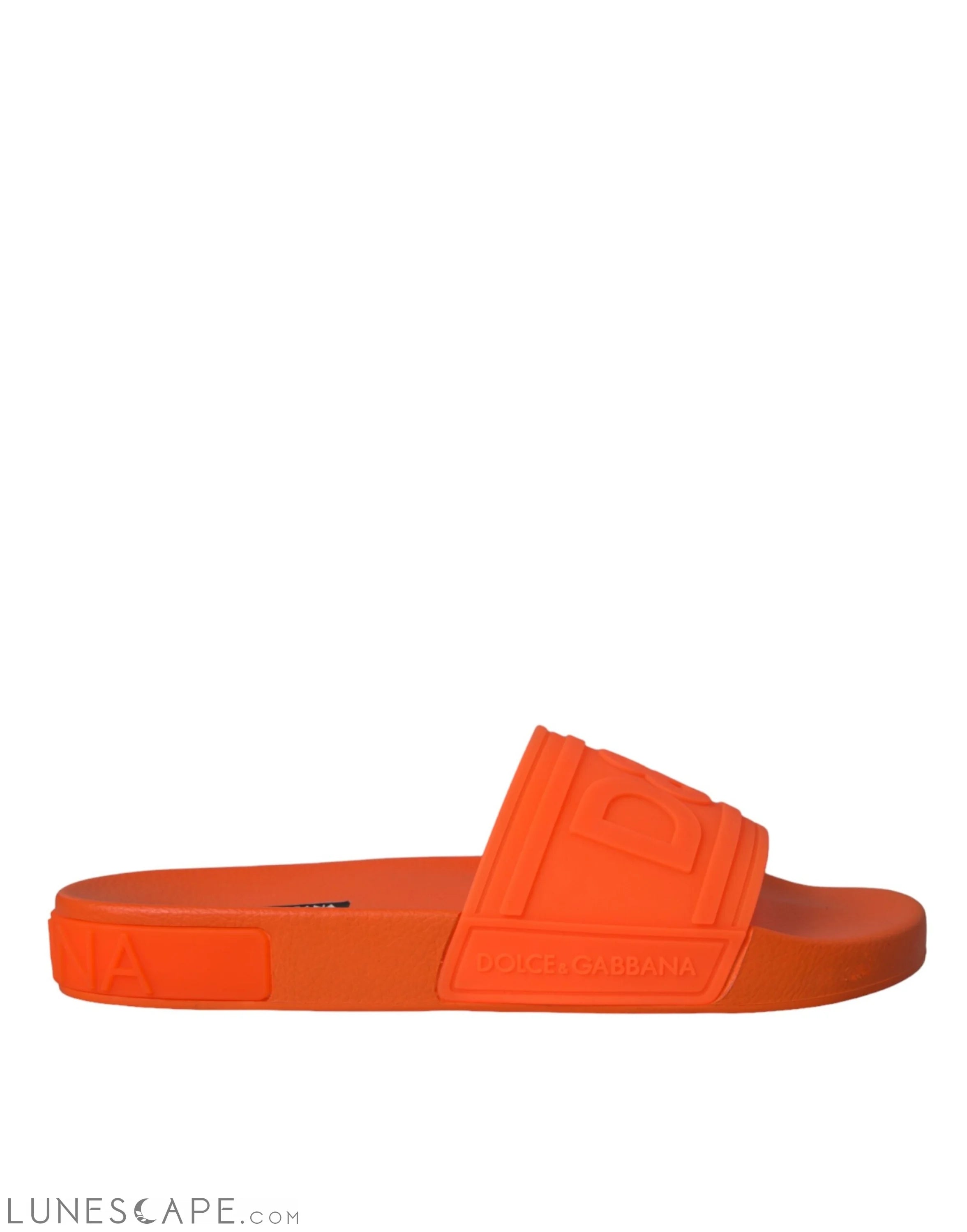 Dolce & Gabbana Orange Rubber Slides Sandals Beachwear Shoes LUNESCAPE