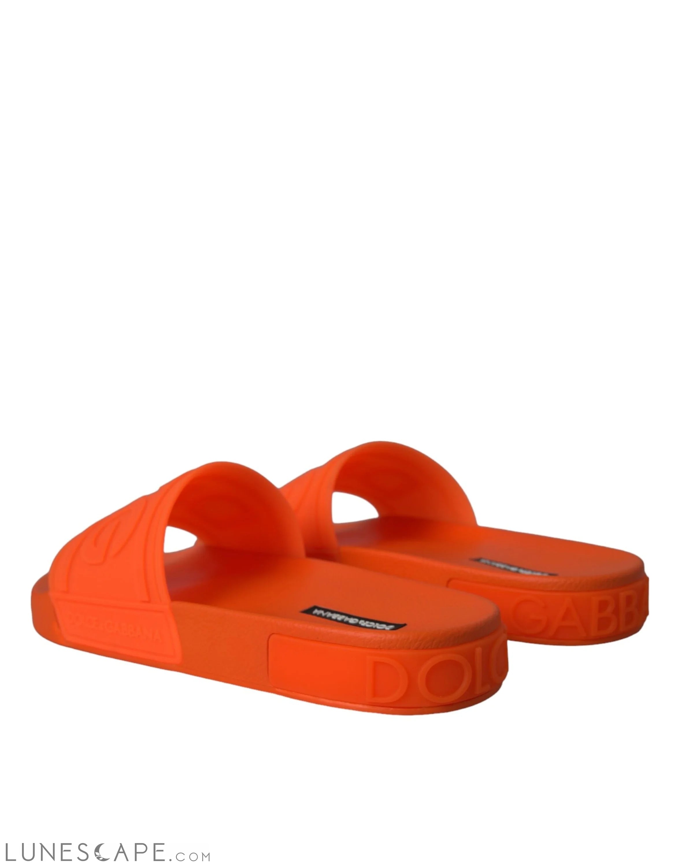 Dolce & Gabbana Orange Rubber Slides Sandals Beachwear Shoes LUNESCAPE