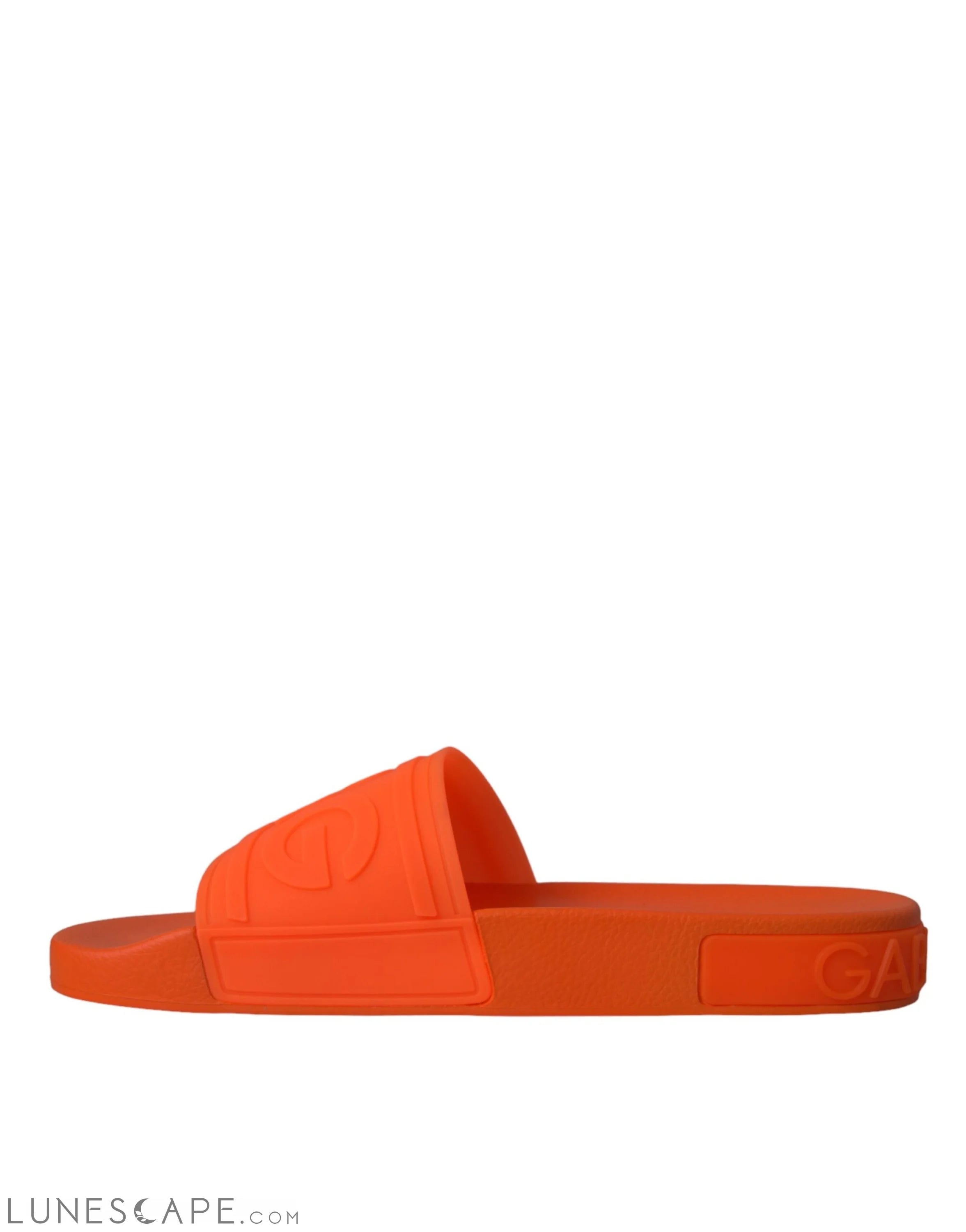 Dolce & Gabbana Orange Rubber Slides Sandals Beachwear Shoes LUNESCAPE