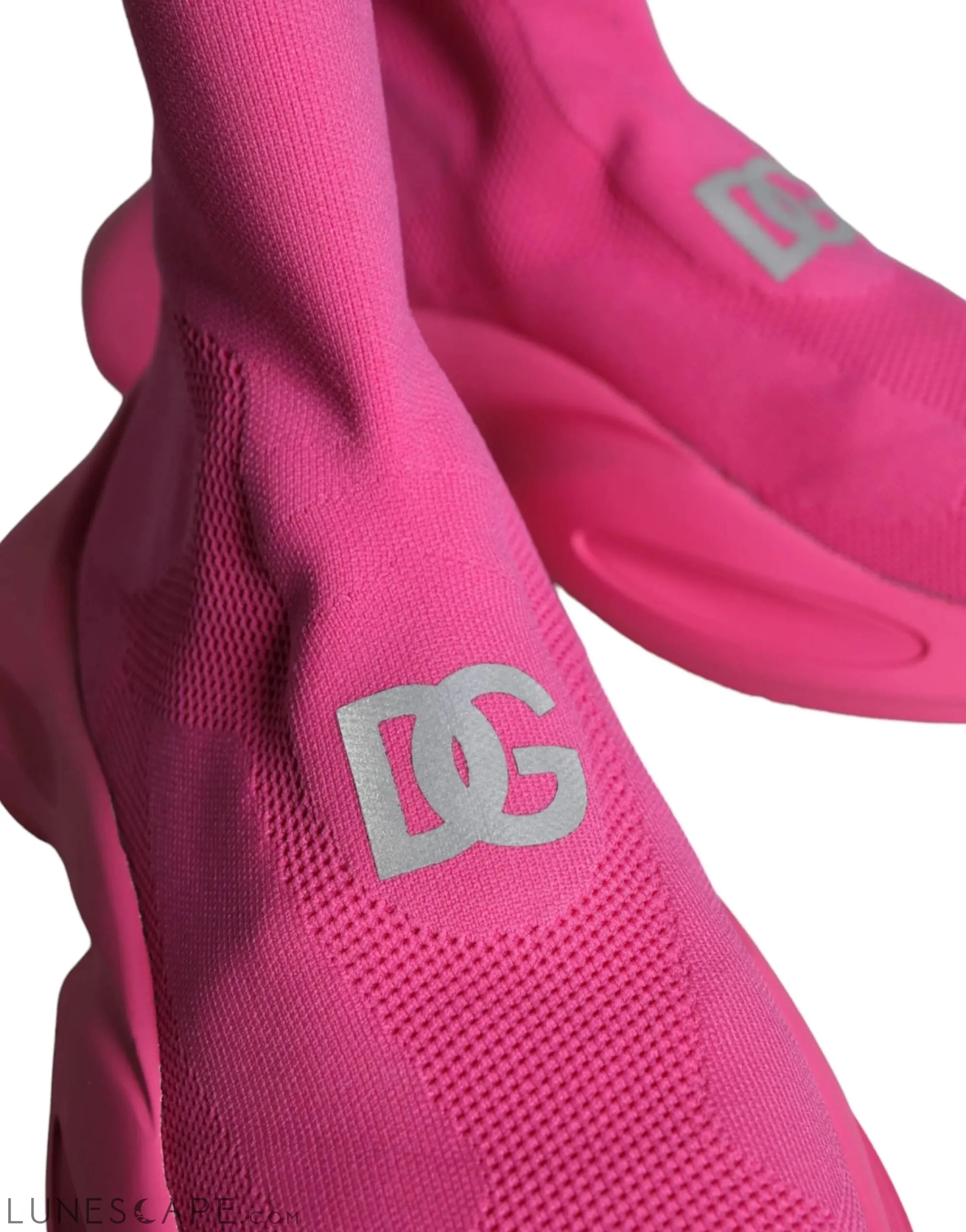 Dolce & Gabbana Pink Logo Print Slip On Socks Sneakers Shoes LUNESCAPE