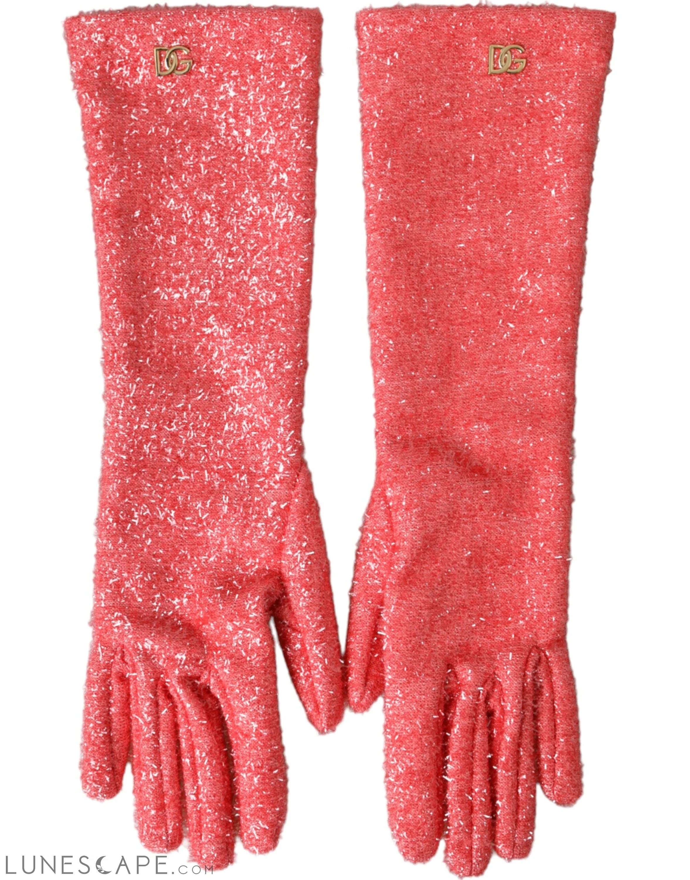Dolce & Gabbana Pink Lurex Fantasia Mid Arm Length Gloves LUNESCAPE