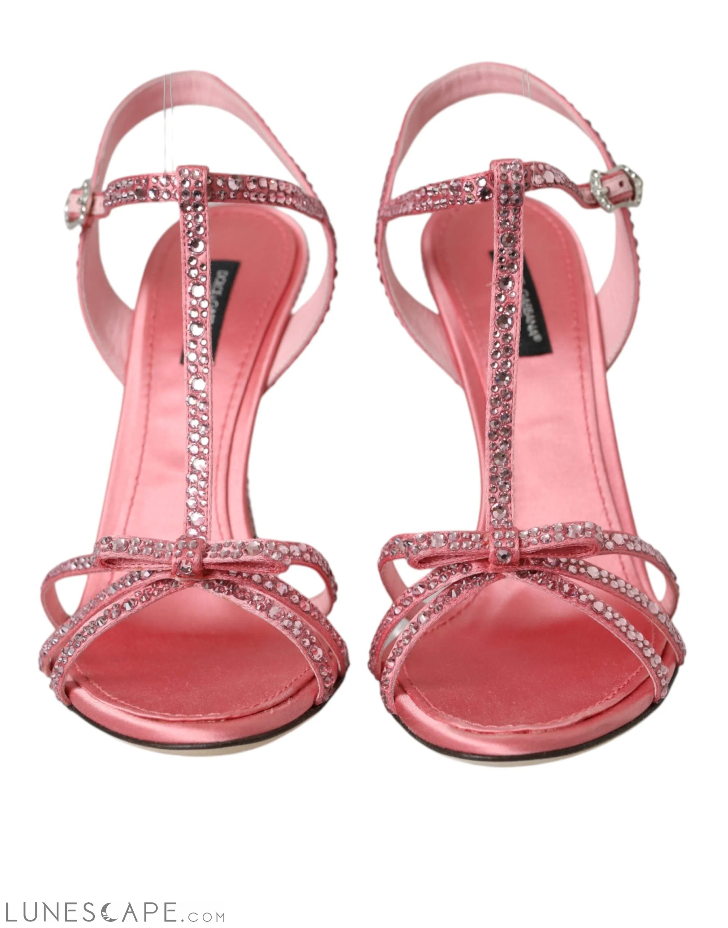 Dolce & Gabbana Pink Strass Ankle Strap Heels Sandals Shoes LUNESCAPE