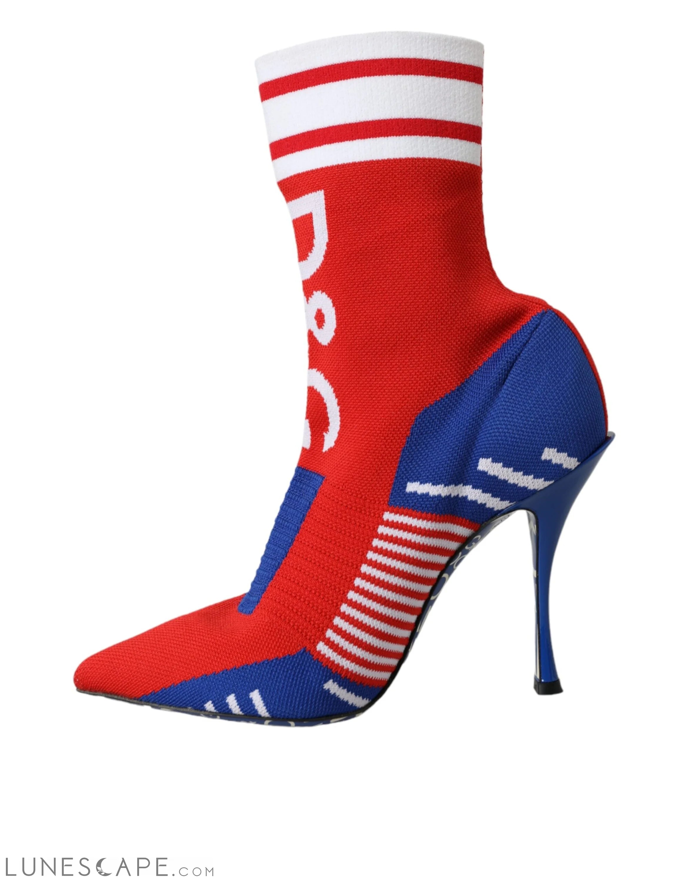 Dolce & Gabbana Red Blue Stretch Sock Style Short Logo Boots LUNESCAPE