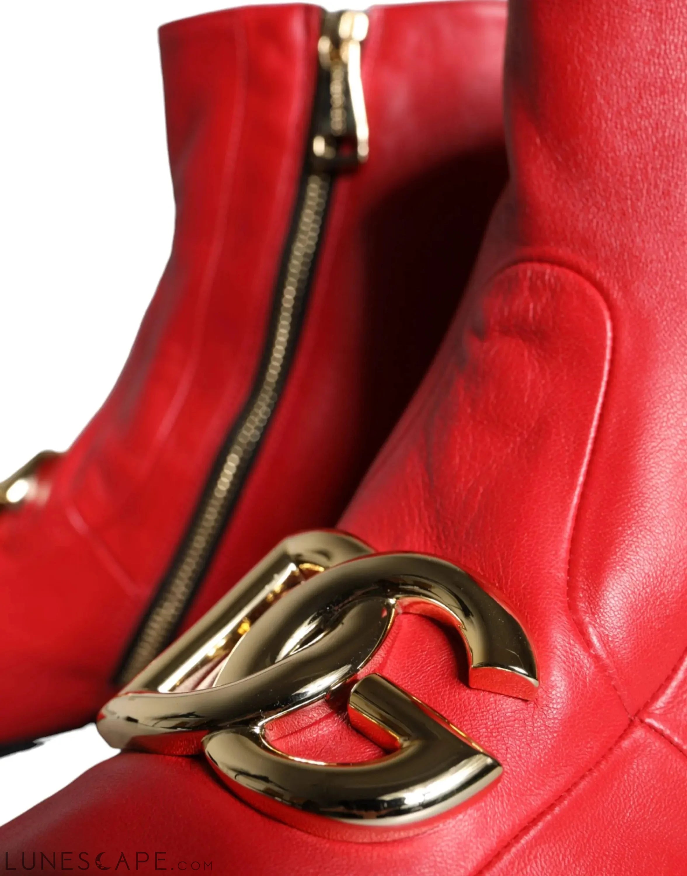 Dolce & Gabbana Red Lambskin Leather Men Ankle Boots LUNESCAPE