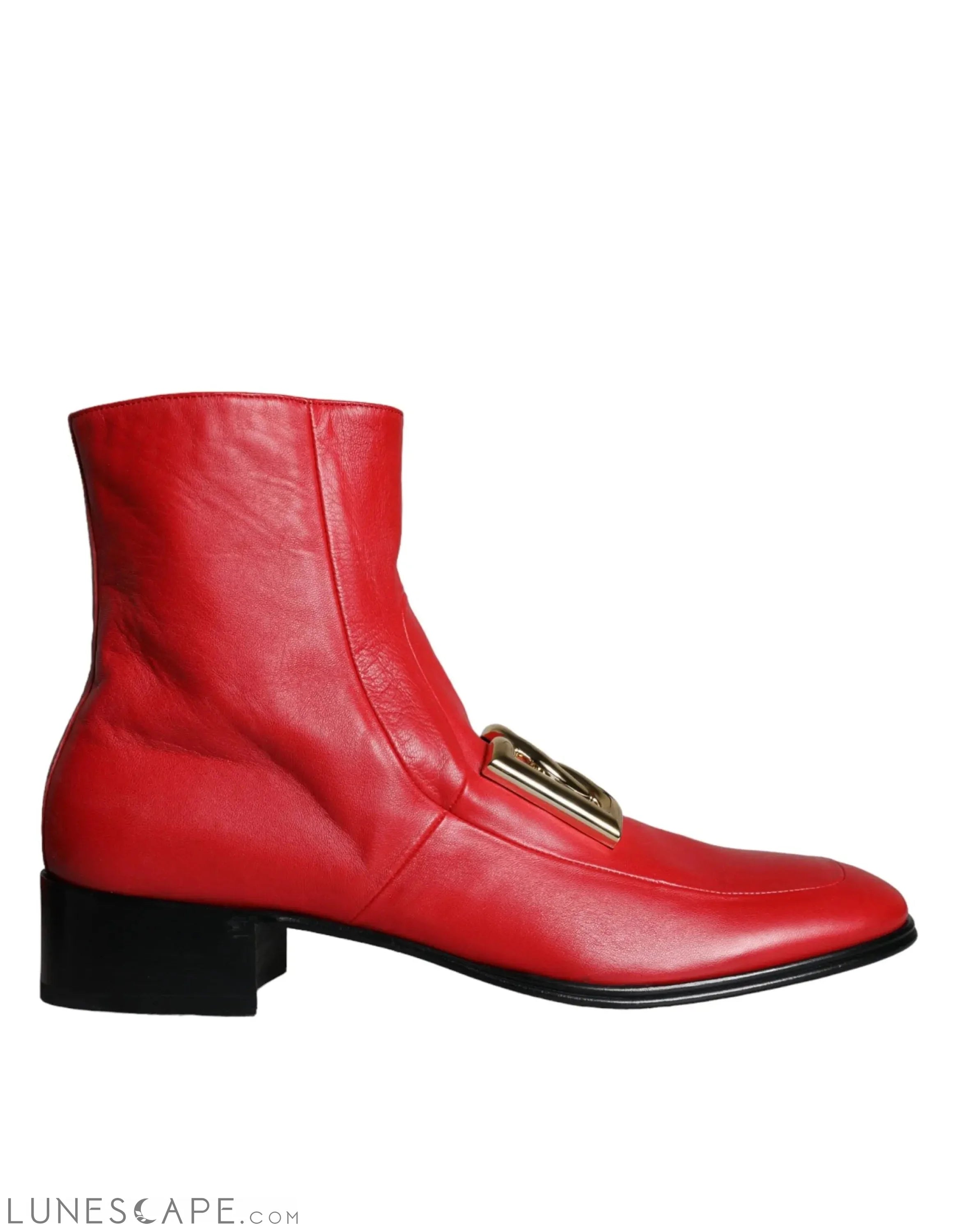 Dolce & Gabbana Red Lambskin Leather Men Ankle Boots LUNESCAPE