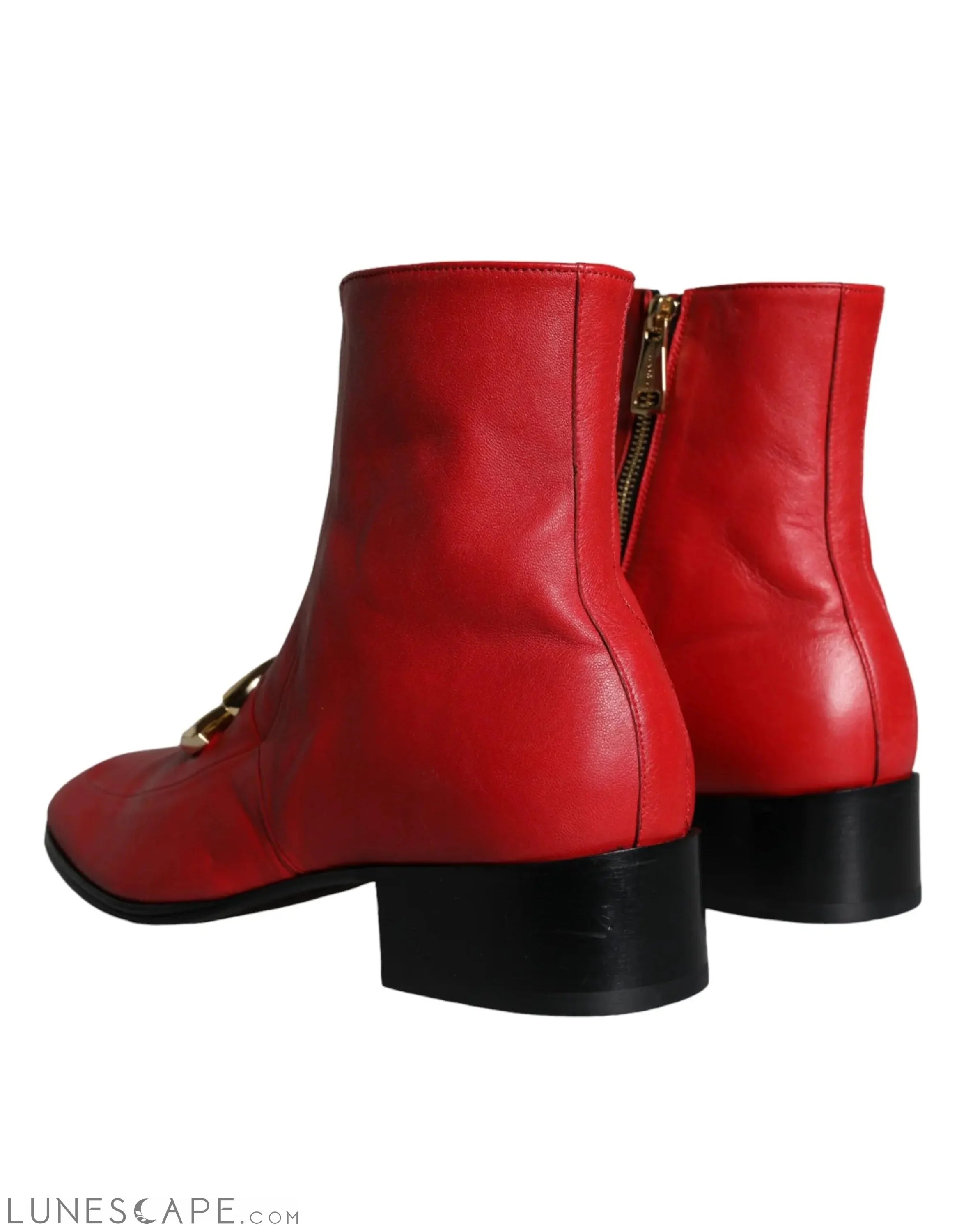 Dolce & Gabbana Red Lambskin Leather Men Ankle Boots LUNESCAPE