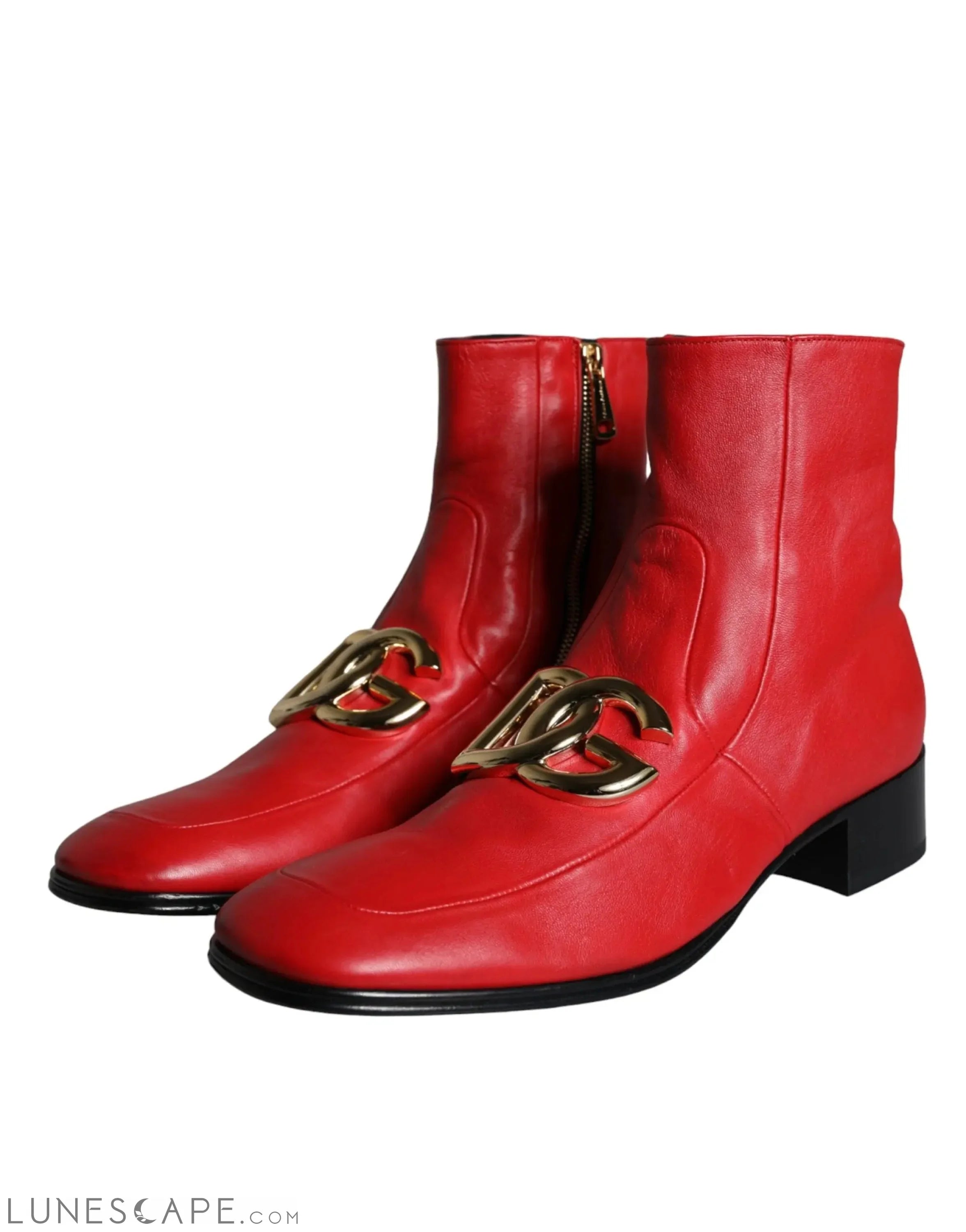 Dolce & Gabbana Red Lambskin Leather Men Ankle Boots LUNESCAPE