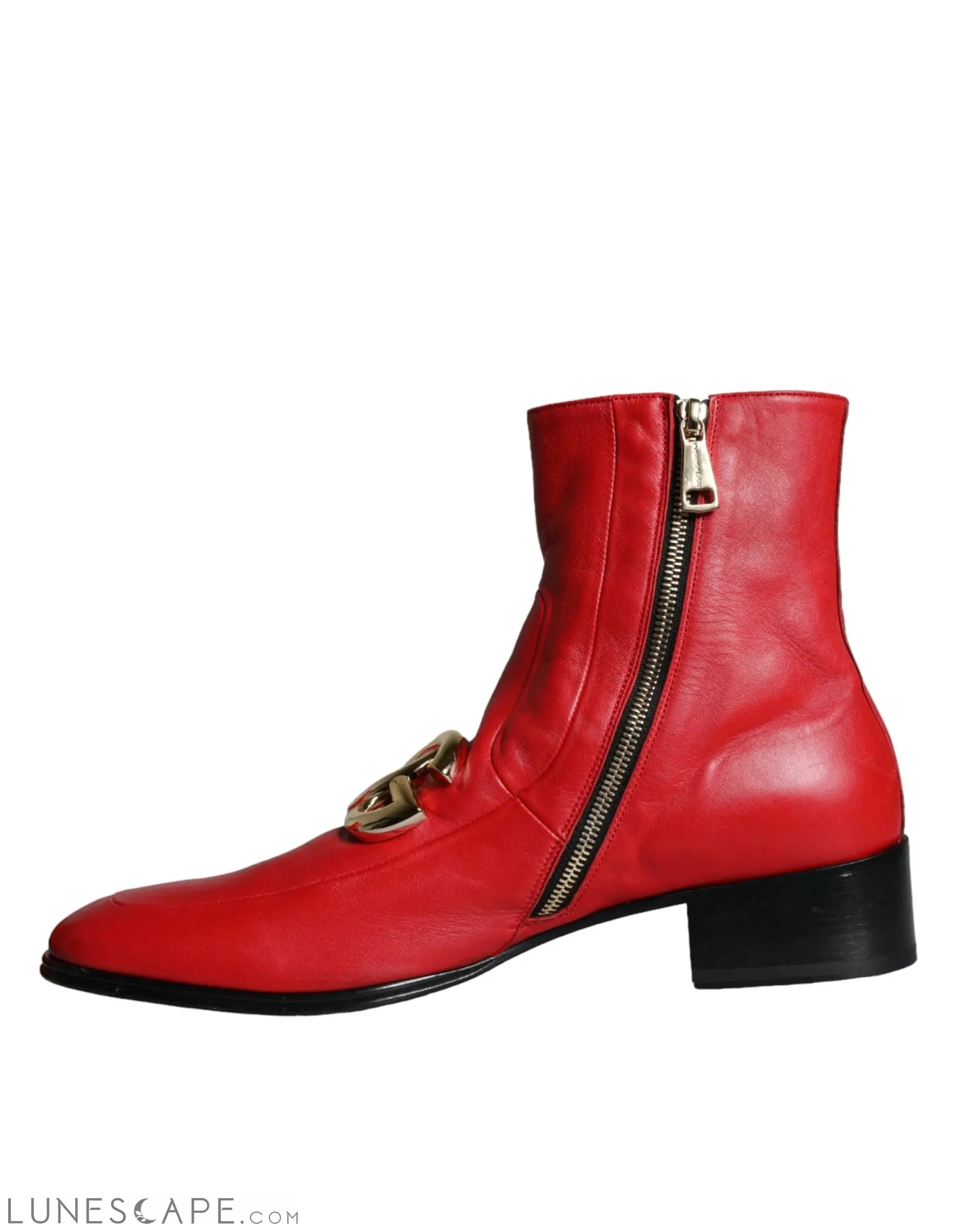 Dolce & Gabbana Red Lambskin Leather Men Ankle Boots LUNESCAPE