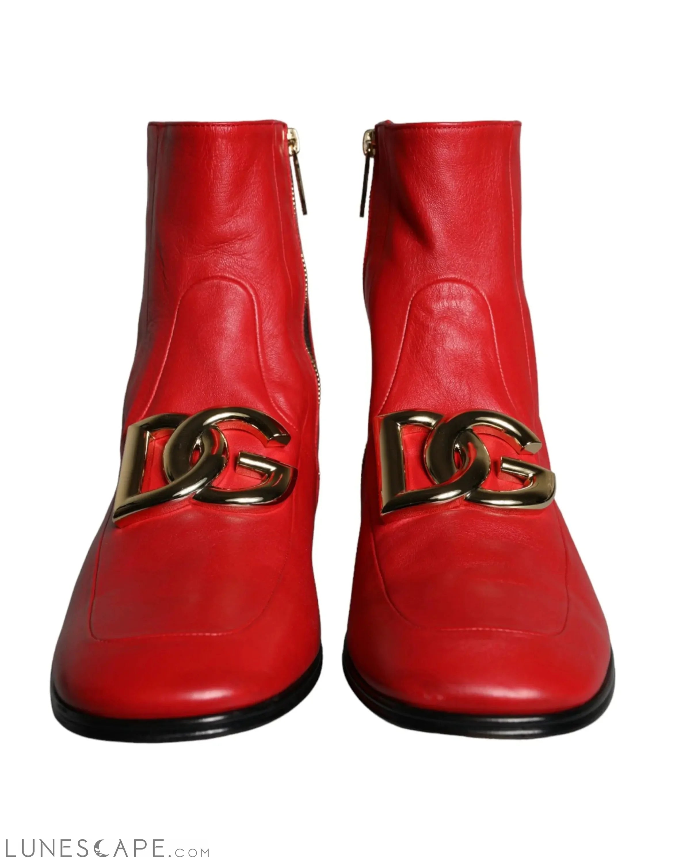 Dolce & Gabbana Red Lambskin Leather Men Ankle Boots LUNESCAPE