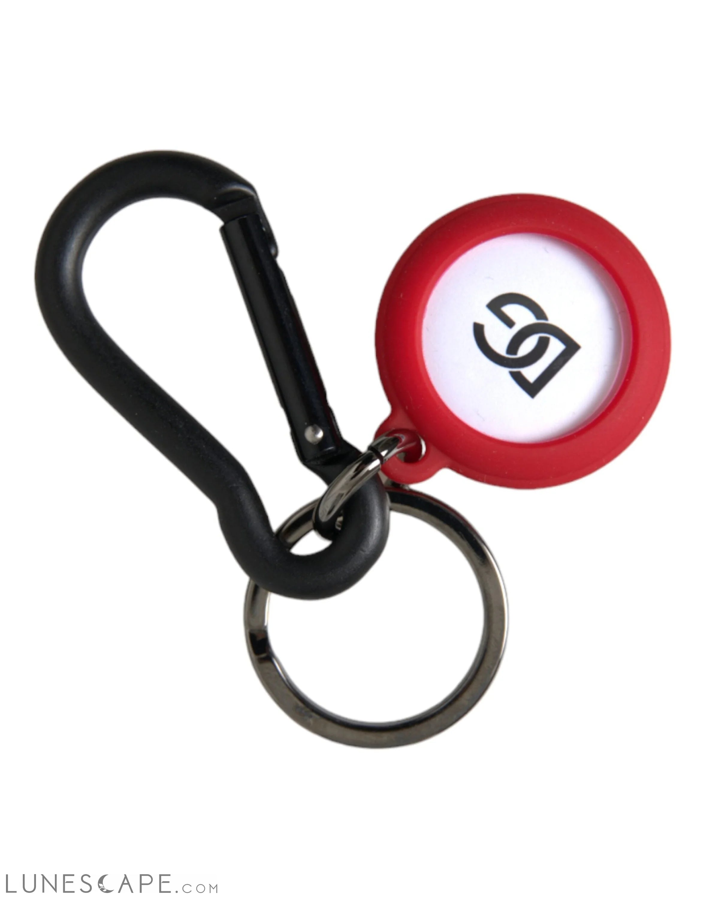 Dolce & Gabbana Red Rubber DG Logo Round Metal Brass Keychain LUNESCAPE