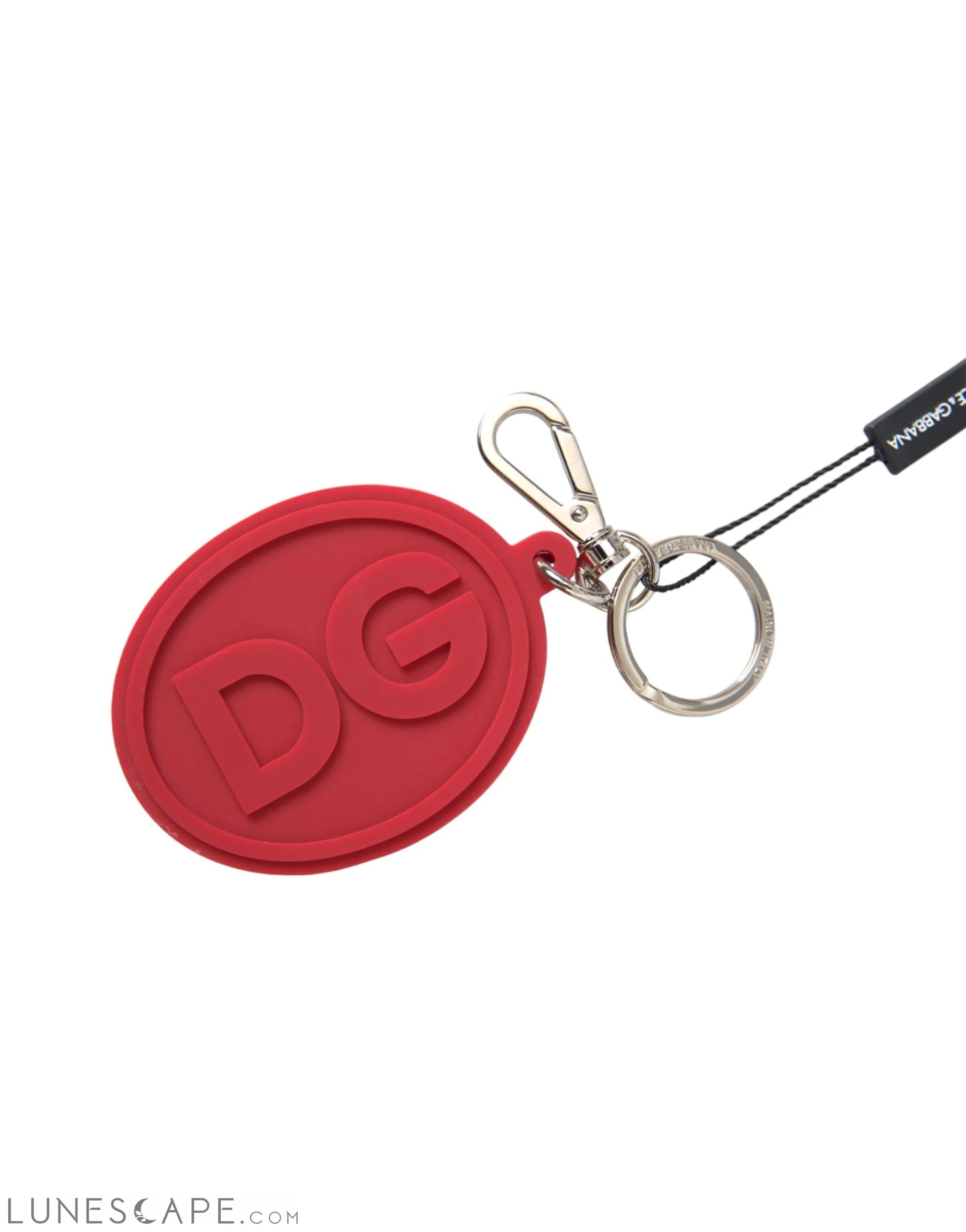 Dolce & Gabbana Red Rubber DG Logo Silver Brass Metal Keychain LUNESCAPE