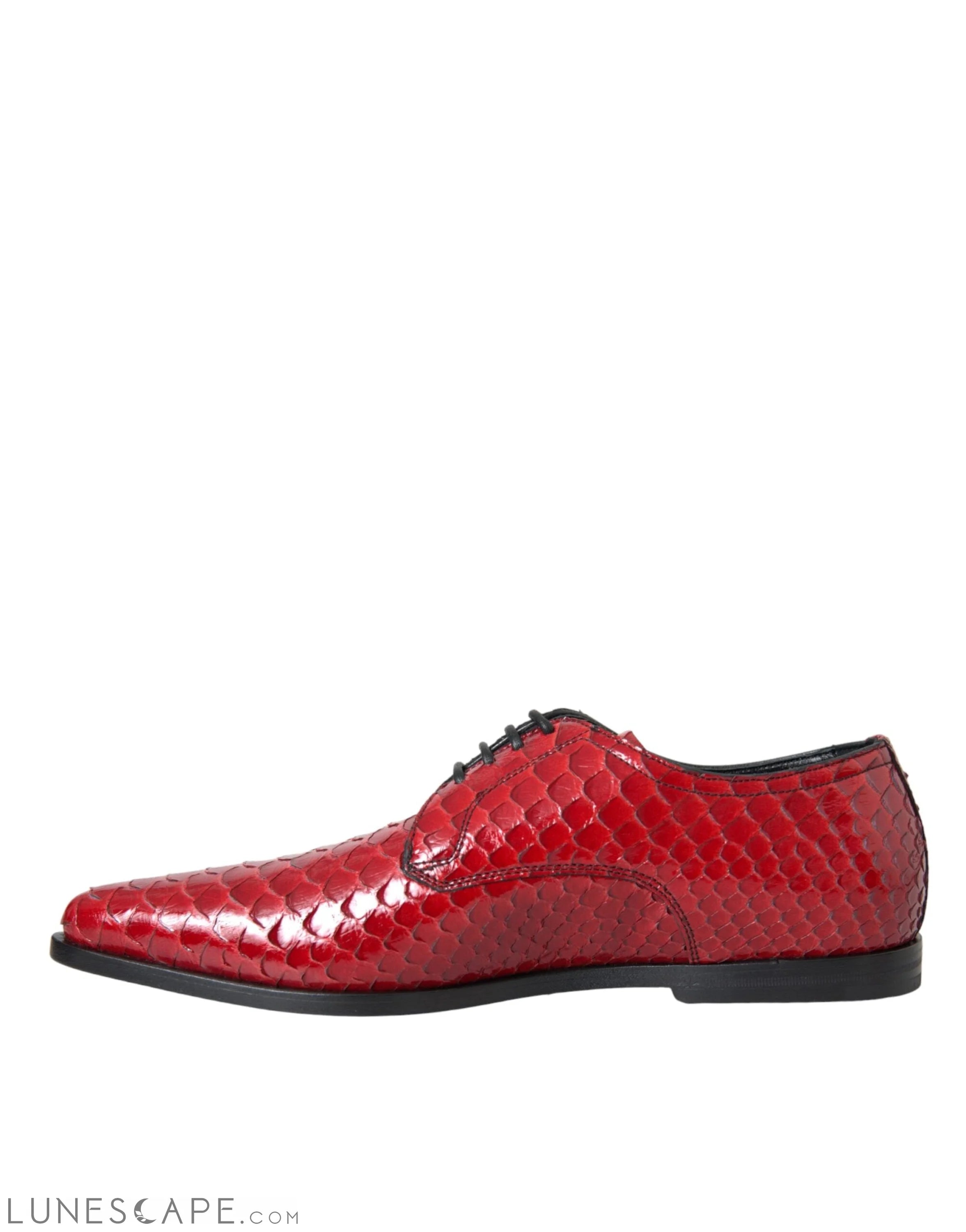 Dolce & Gabbana Red Textured Varnished Derby Men Formal Shoes LUNESCAPE