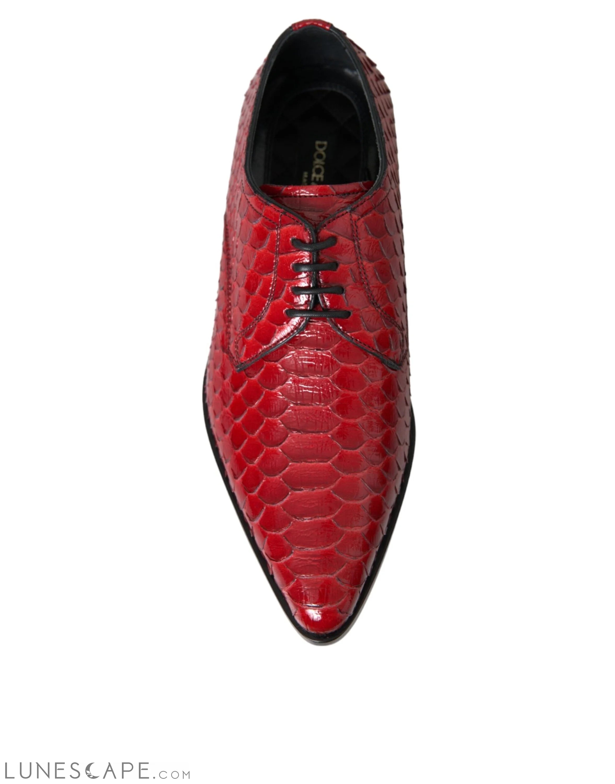 Dolce & Gabbana Red Textured Varnished Derby Men Formal Shoes LUNESCAPE