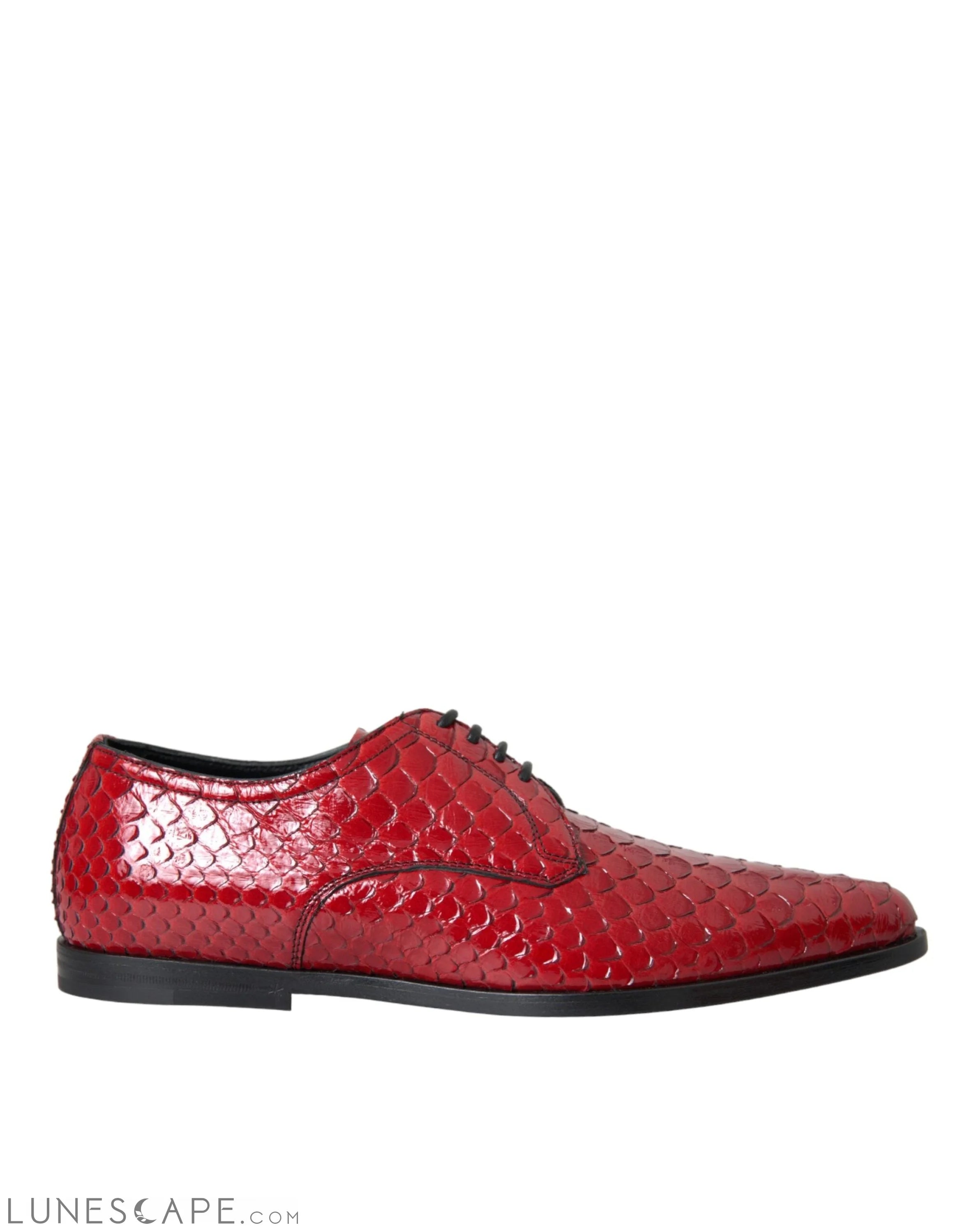 Dolce & Gabbana Red Textured Varnished Derby Men Formal Shoes LUNESCAPE