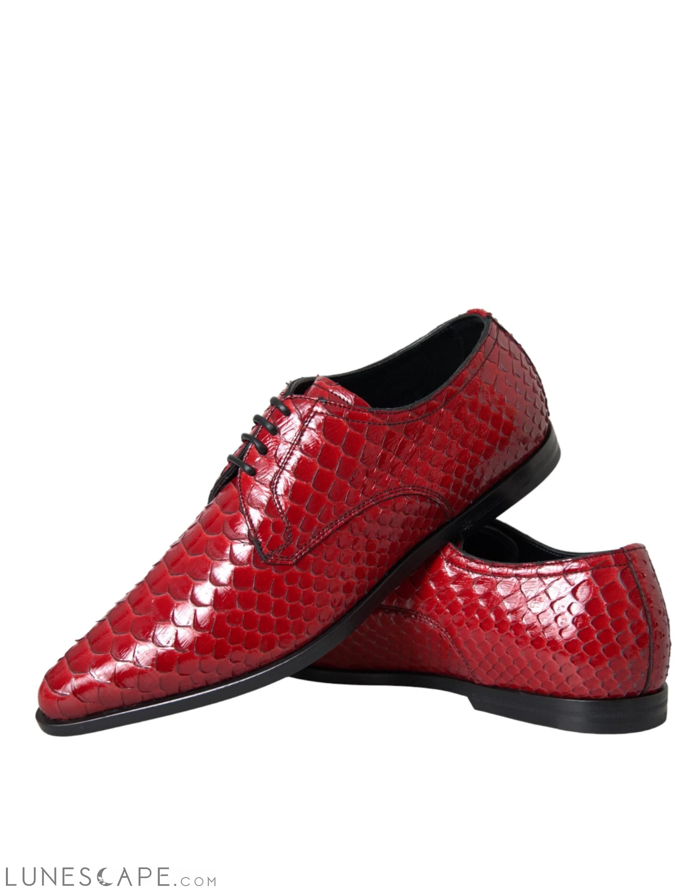 Dolce & Gabbana Red Textured Varnished Derby Men Formal Shoes LUNESCAPE