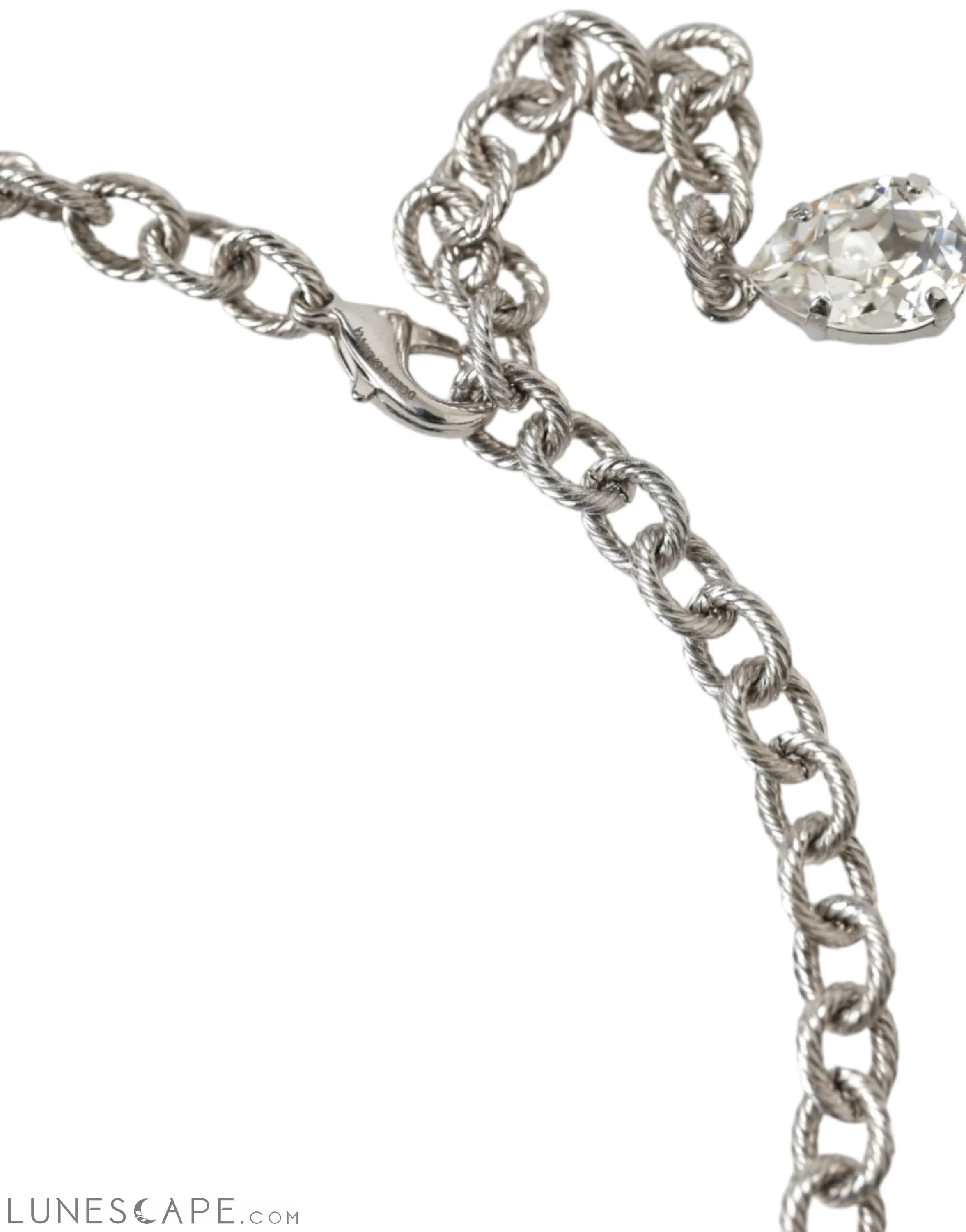 Dolce & Gabbana Silver Brass Clear Crystal Roses Pendants Necklace LUNESCAPE