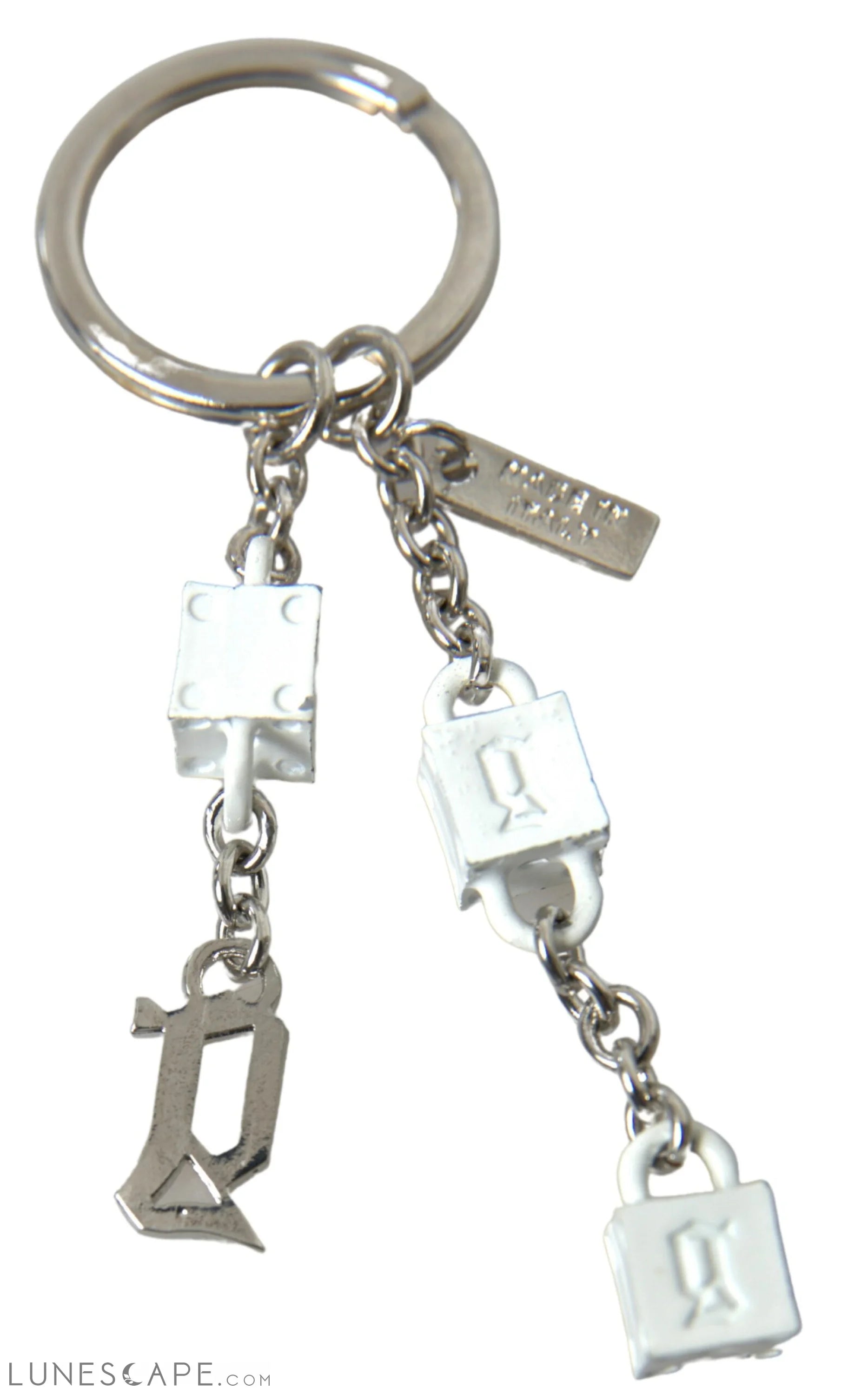 Dolce & Gabbana Silver Brass Logo Charm Keychain LUNESCAPE