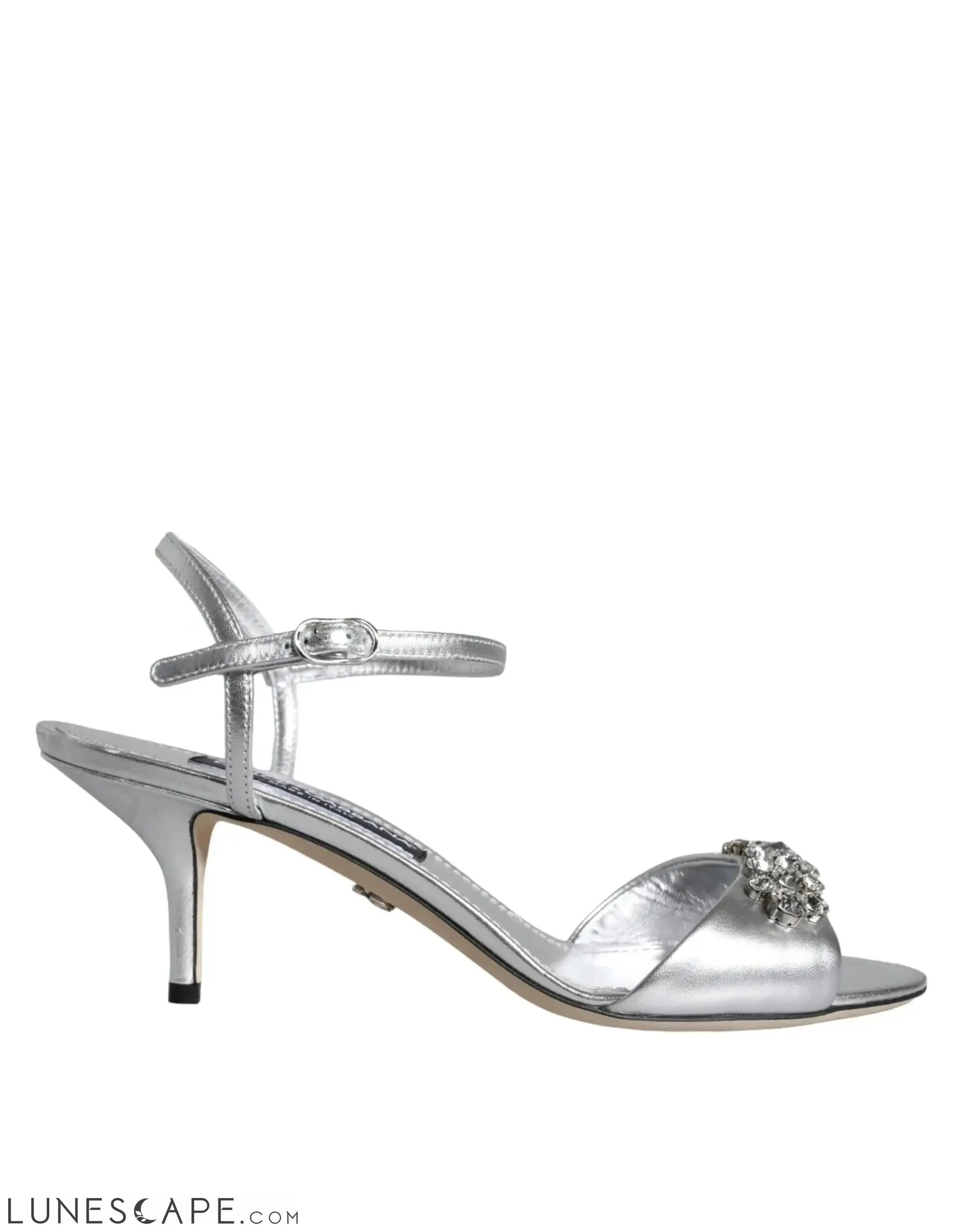 Dolce & Gabbana Silver Crystal AnkleStrap Keira Sandals LUNESCAPE