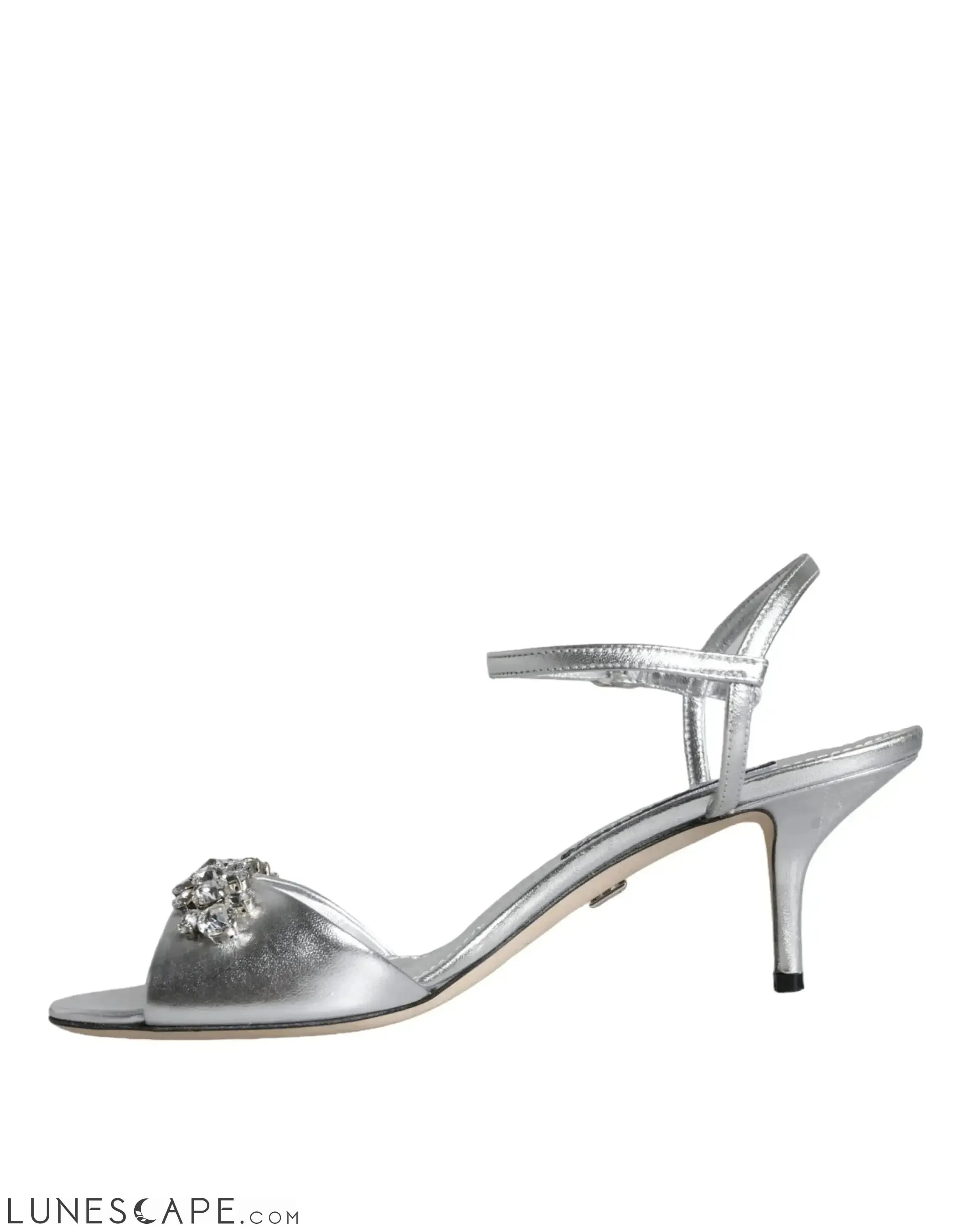 Dolce & Gabbana Silver Crystal AnkleStrap Keira Sandals LUNESCAPE