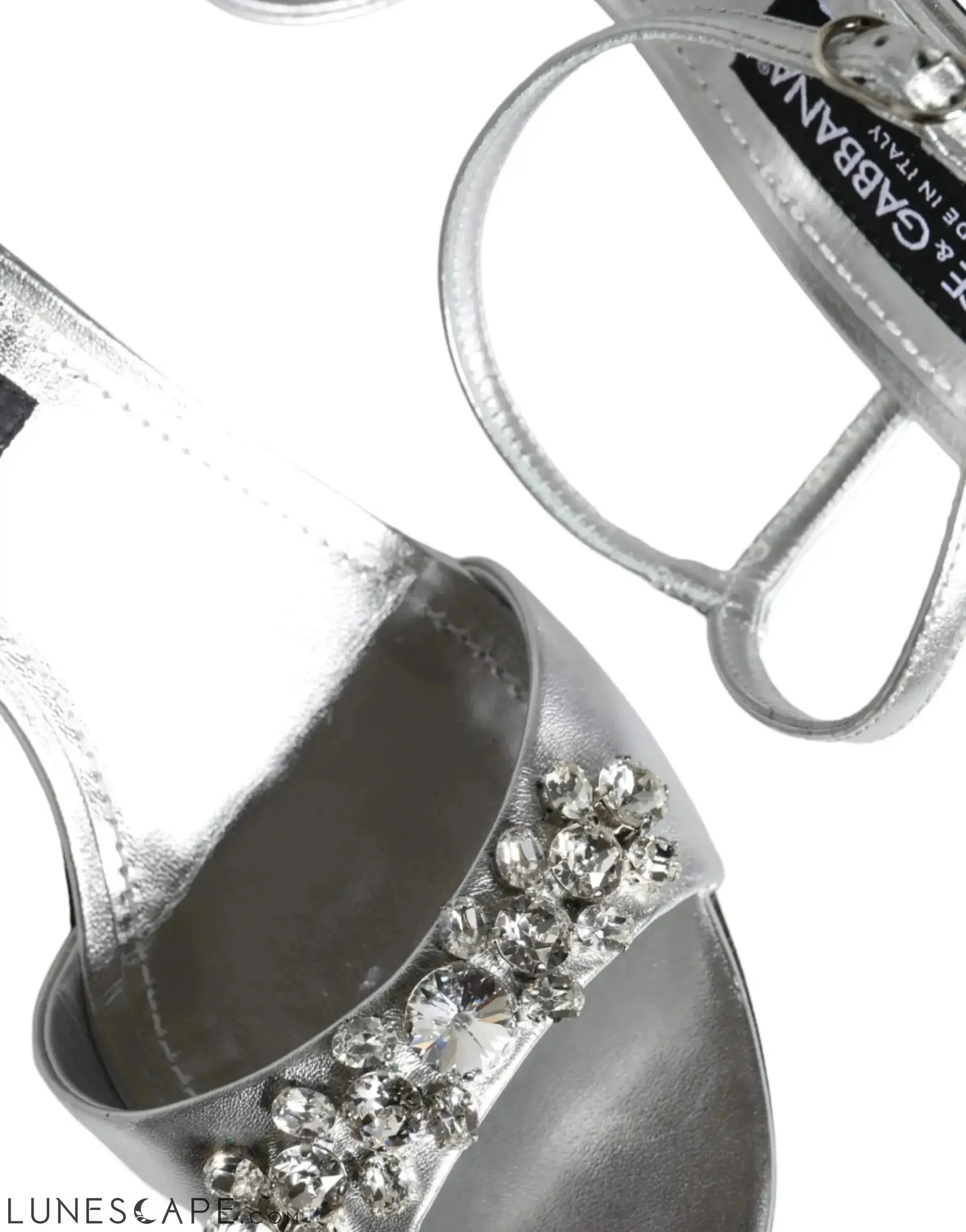 Dolce & Gabbana Silver Crystal AnkleStrap Keira Sandals LUNESCAPE