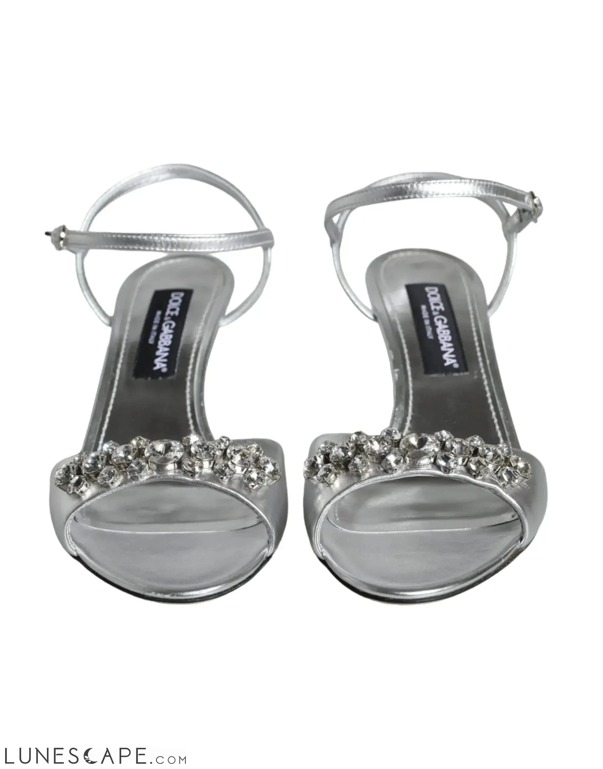 Dolce & Gabbana Silver Crystal AnkleStrap Keira Sandals LUNESCAPE