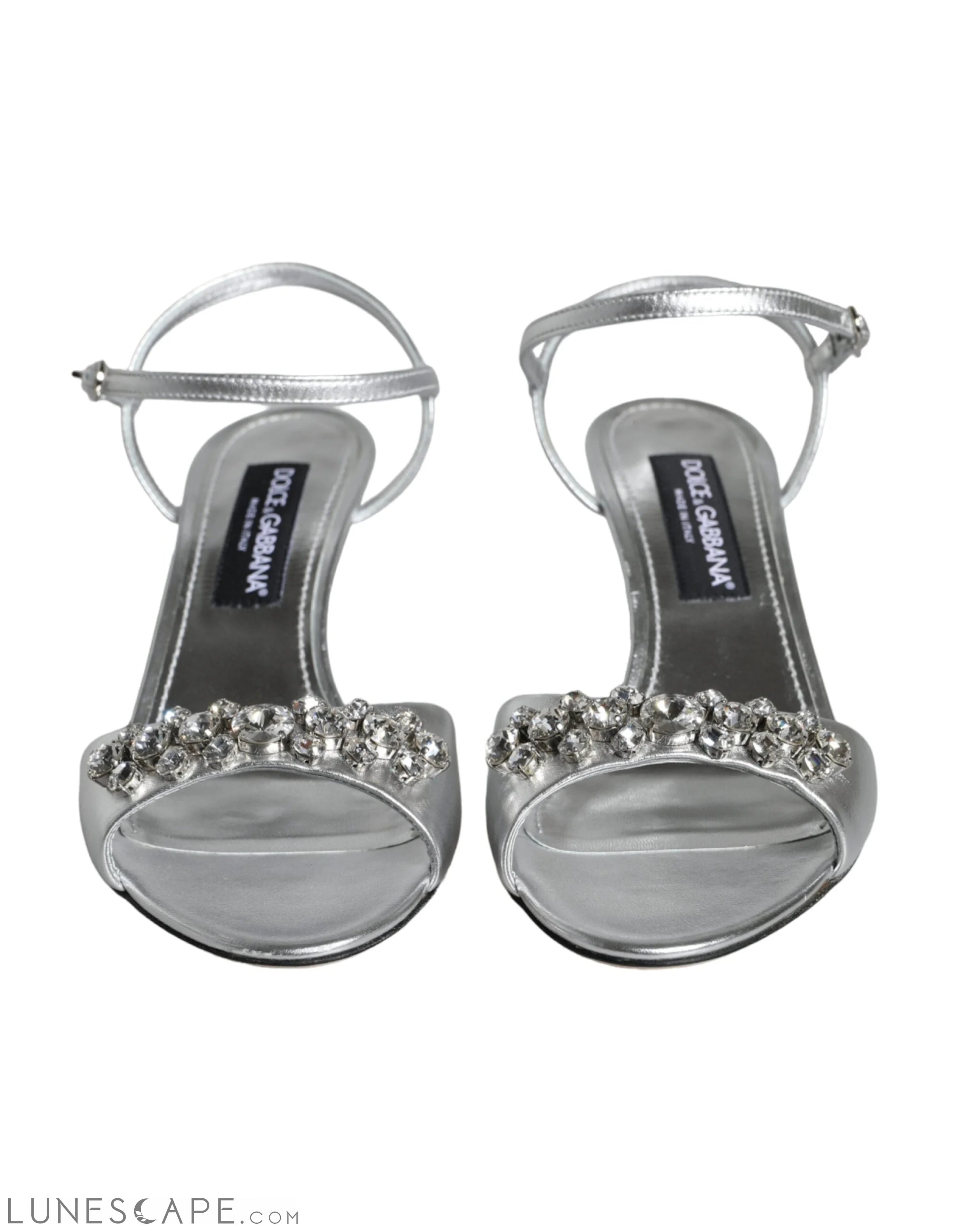 Dolce & Gabbana Silver Crystal AnkleStrap Keira Sandals Shoes LUNESCAPE
