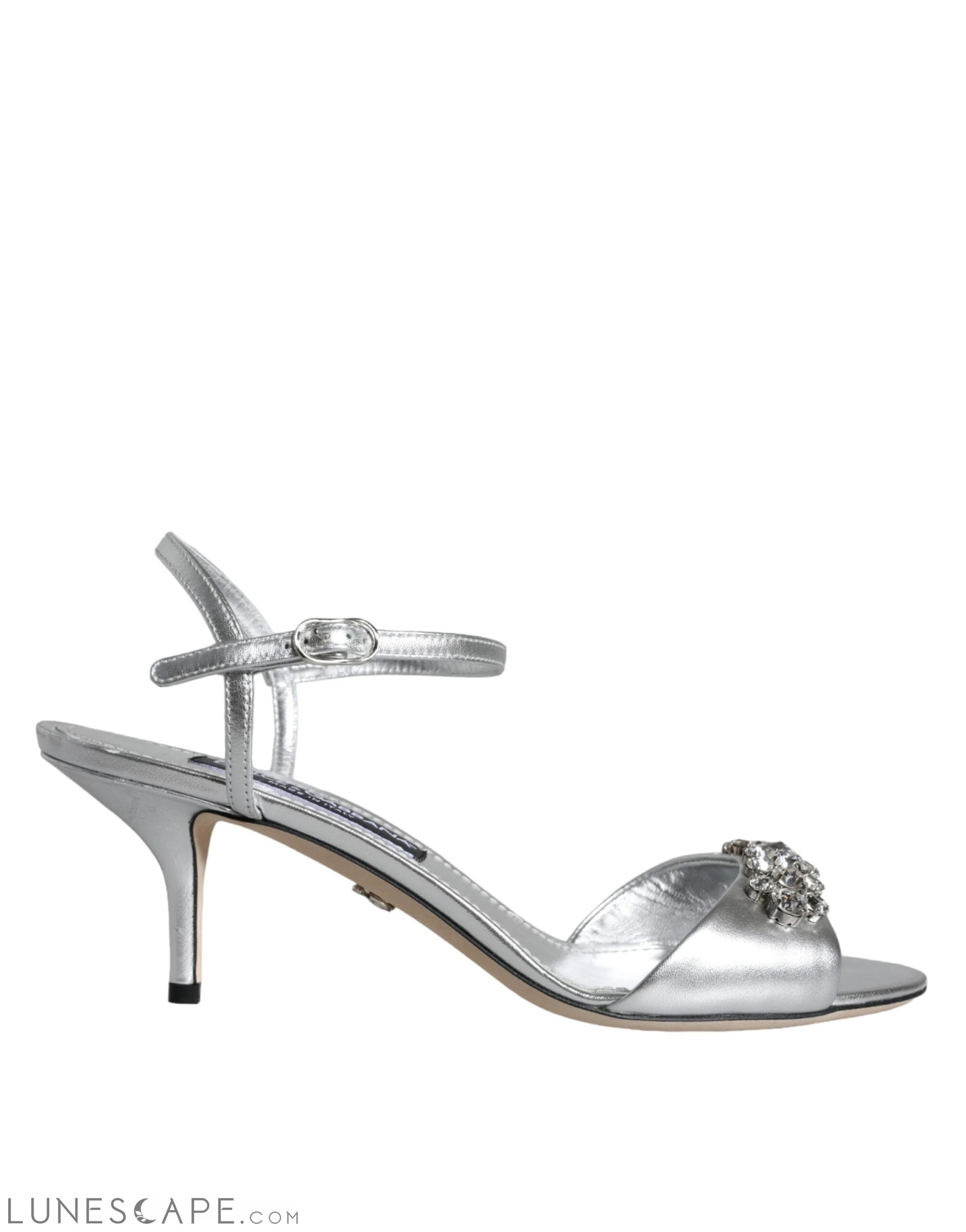 Dolce & Gabbana Silver Crystal AnkleStrap Keira Sandals Shoes LUNESCAPE