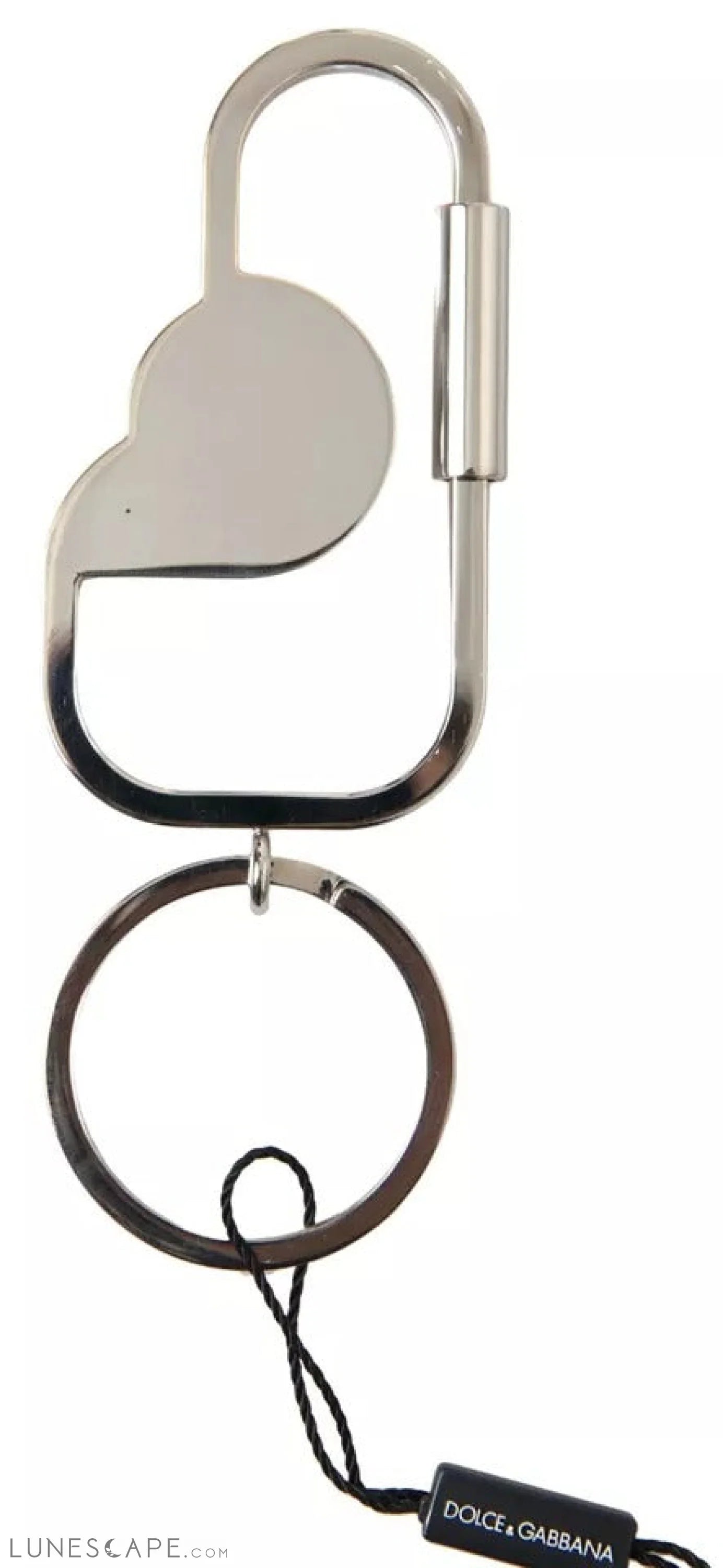 Dolce & Gabbana Silver Tone Brass Metal DG Logo Engraved Keyring Keychain LUNESCAPE