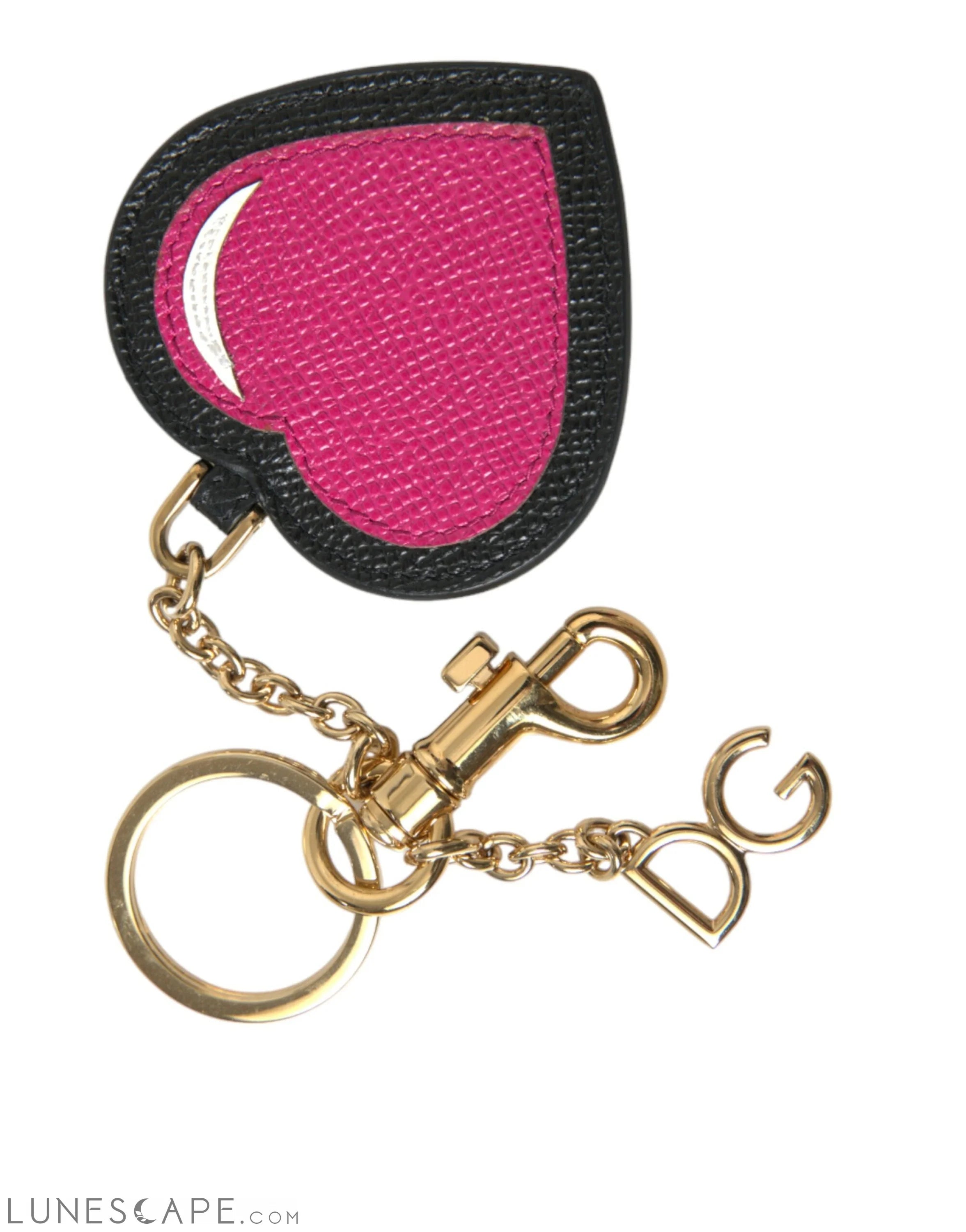 Dolce & Gabbana Stunning Gold and Pink Leather Keychain LUNESCAPE
