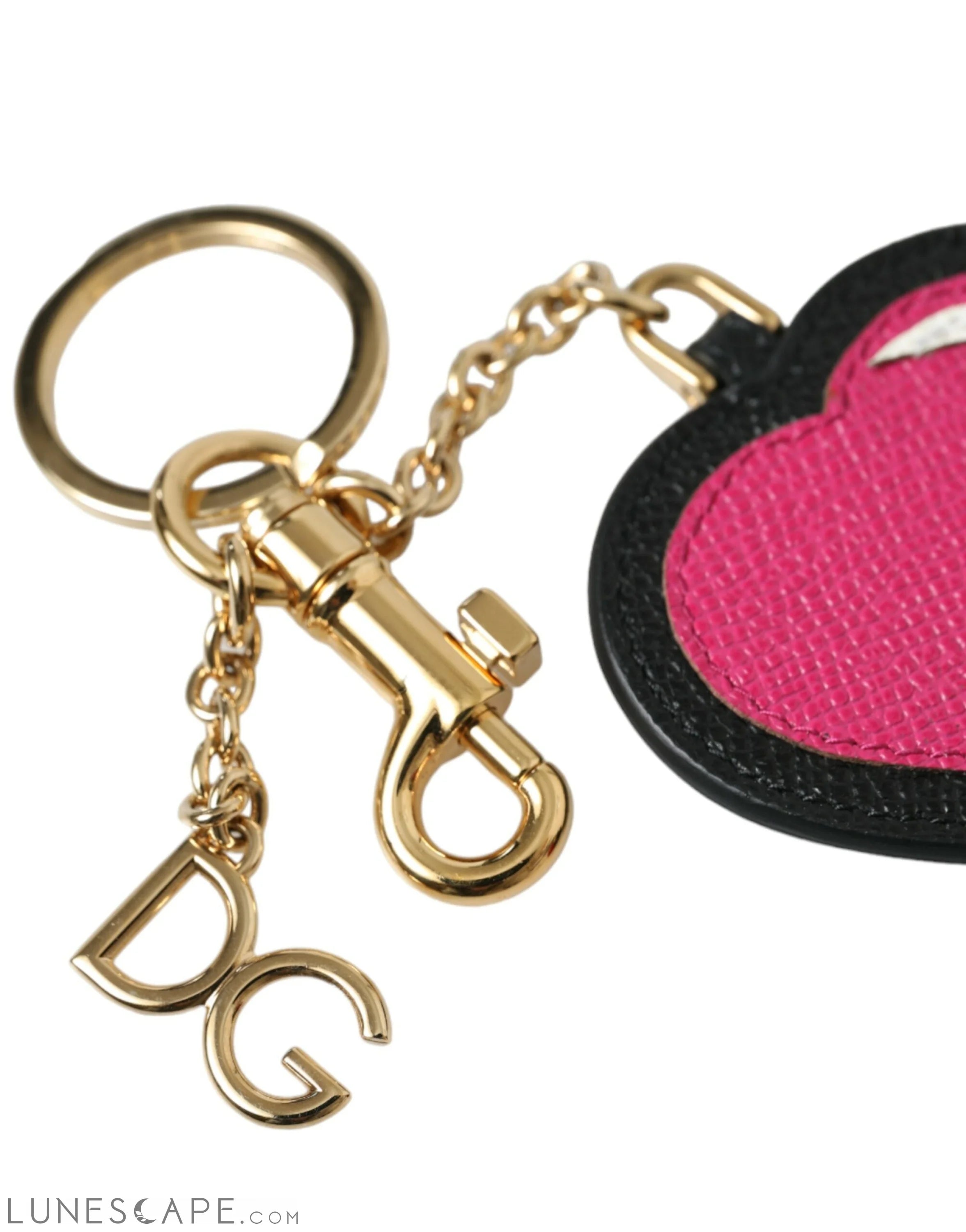 Dolce & Gabbana Stunning Gold and Pink Leather Keychain LUNESCAPE