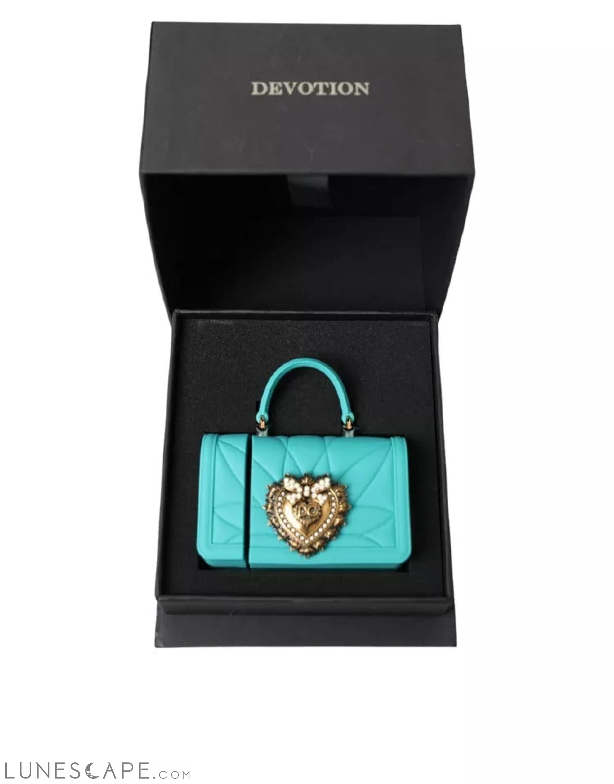 Dolce & Gabbana Turquoise Silicone Devotion Heart Bag Cover Hand Airpods Case LUNESCAPE