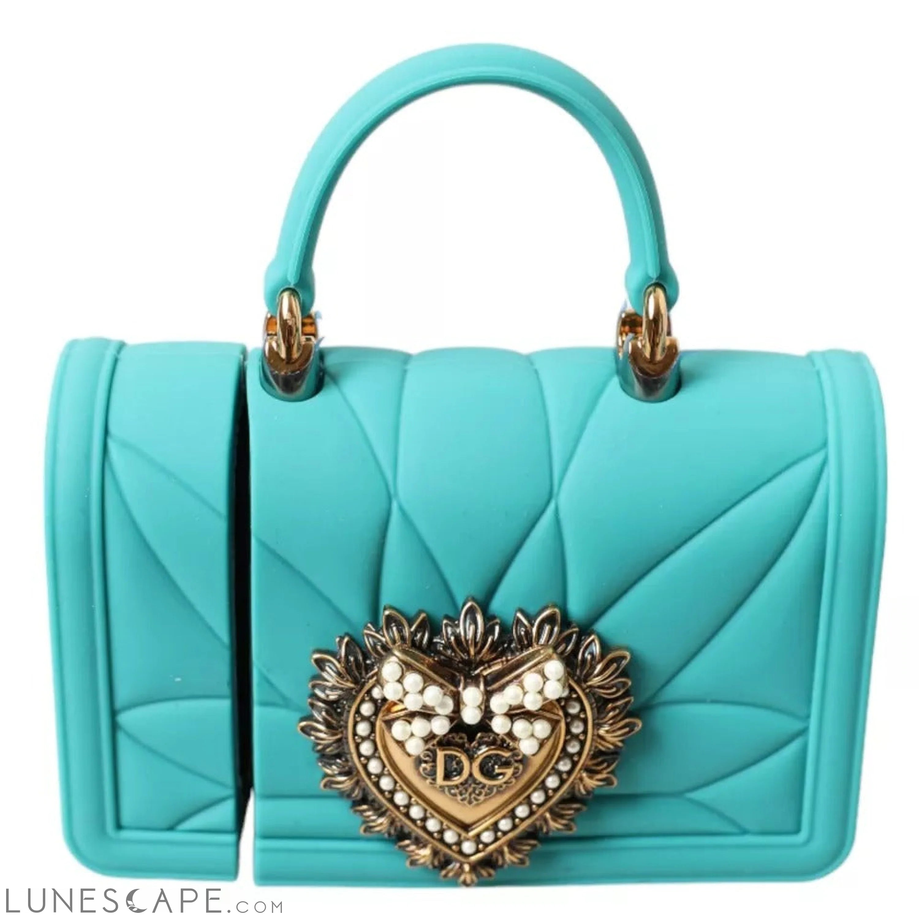 Dolce & Gabbana Turquoise Silicone Devotion Heart Bag Cover Hand Airpods Case LUNESCAPE