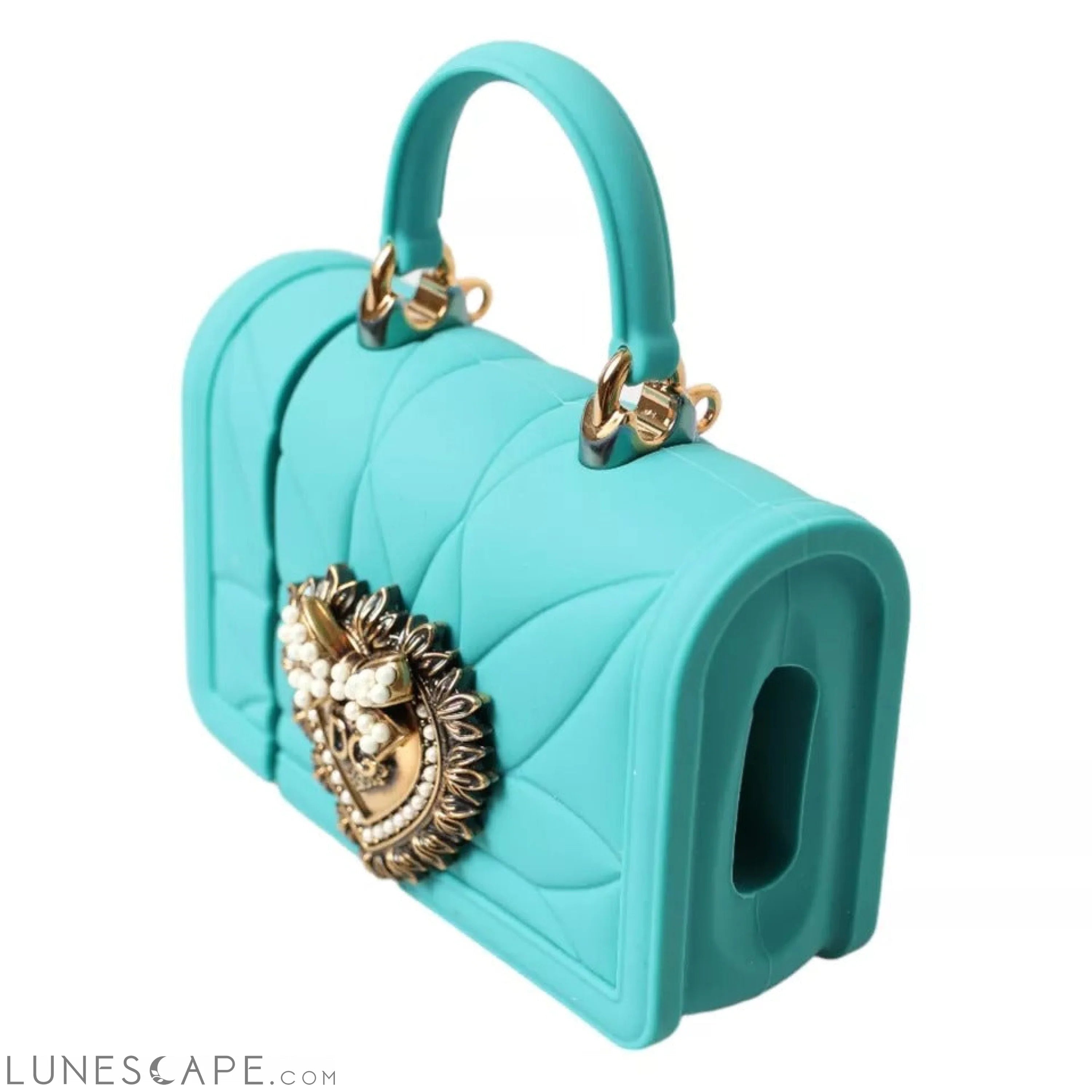 Dolce & Gabbana Turquoise Silicone Devotion Heart Bag Cover Hand Airpods Case LUNESCAPE