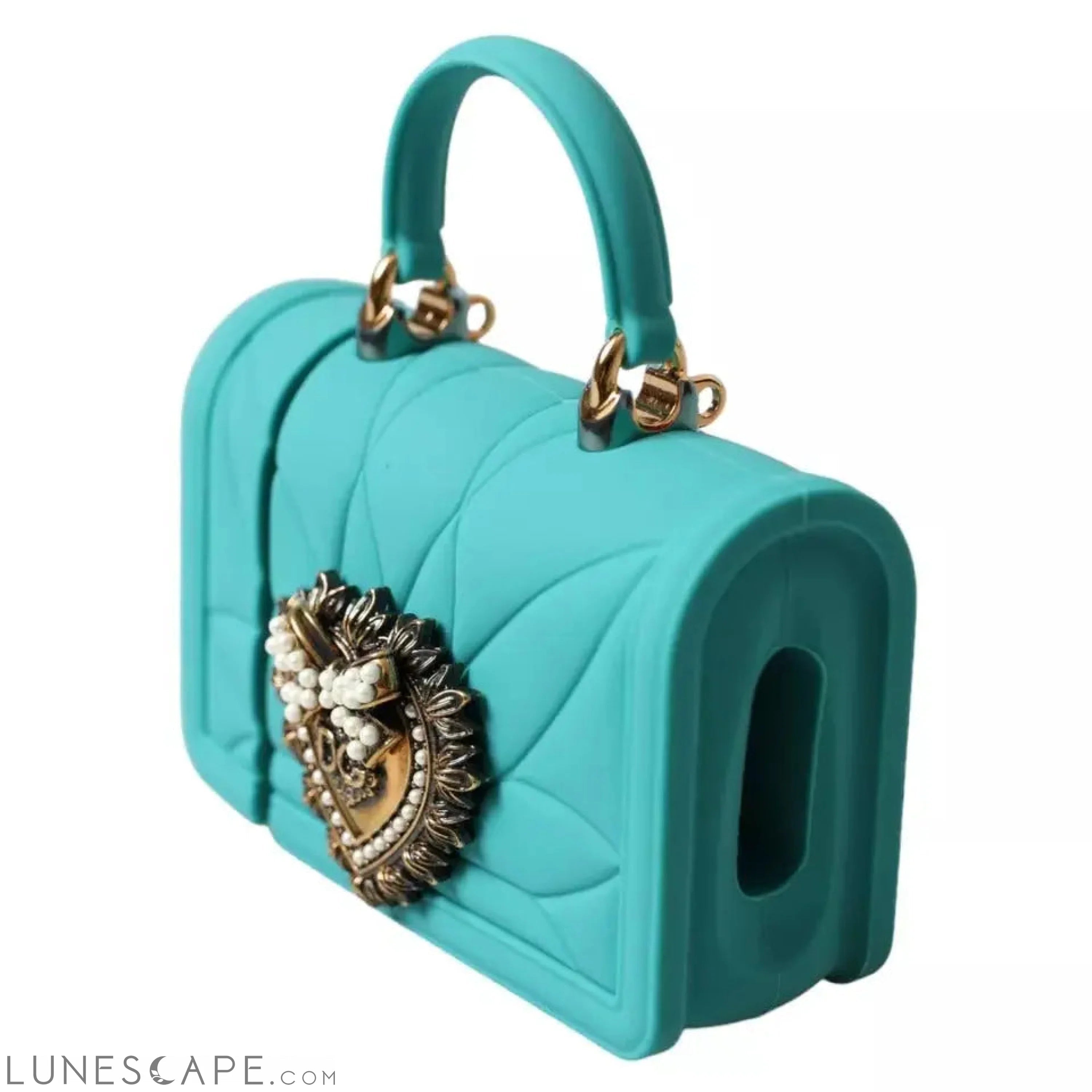Dolce & Gabbana Turquoise Silicone Devotion Heart Cover Hand Bag Airpods Case LUNESCAPE