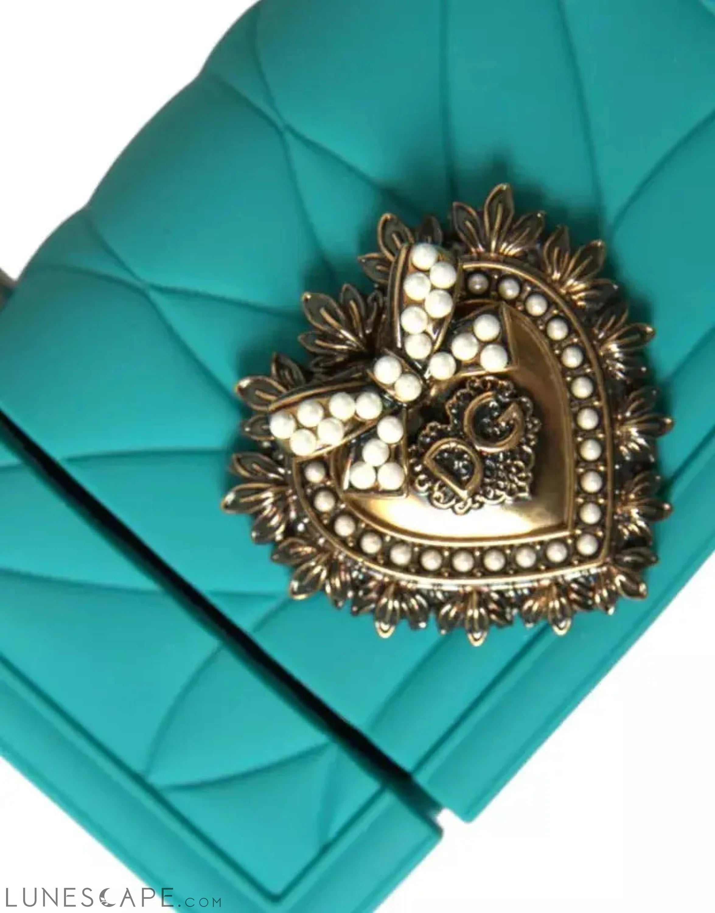 Dolce & Gabbana Turquoise Silicone Devotion Heart Cover Hand Bag Airpods Case LUNESCAPE