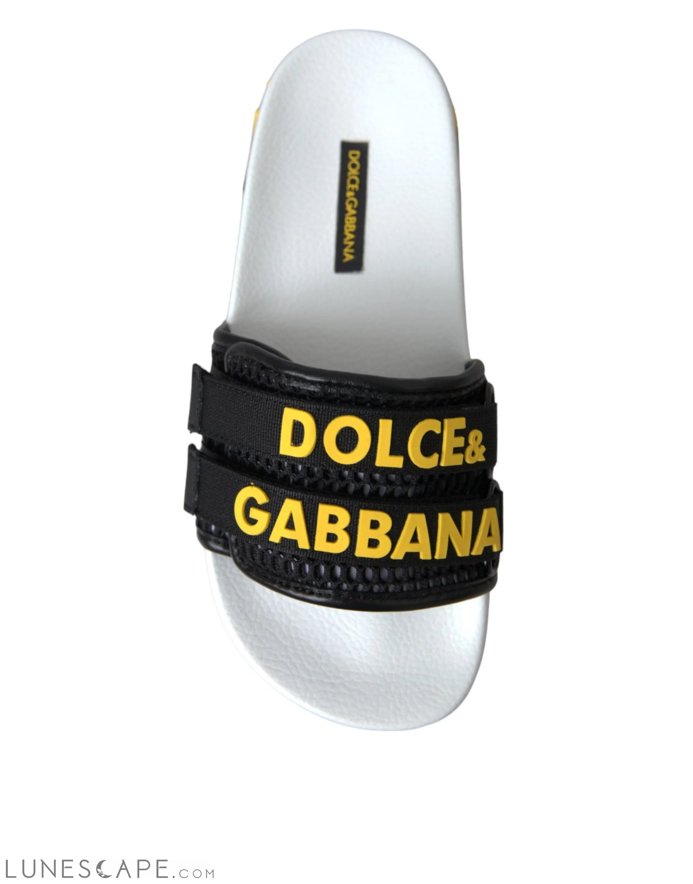 Dolce & Gabbana White Black Logo Beachwear Flats Sandals Shoes LUNESCAPE