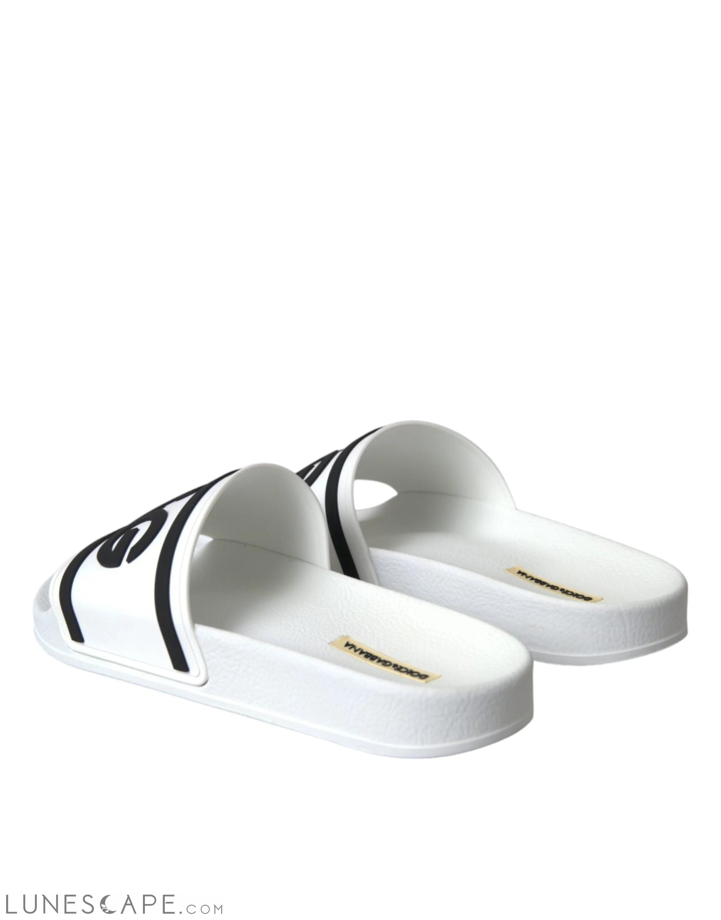 Dolce & Gabbana White Black Sandals Rubber Beachwear Shoes LUNESCAPE